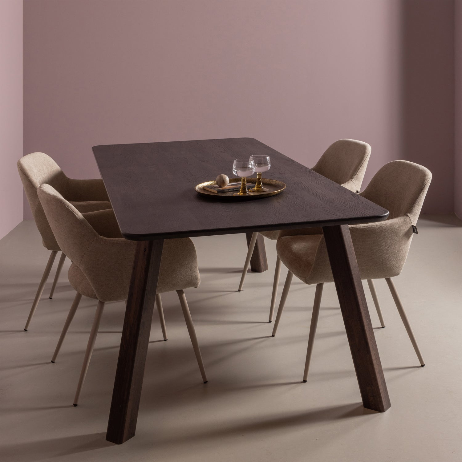 Haarlem 4-standen poot eiken pebble grey set van 2 [fsc]