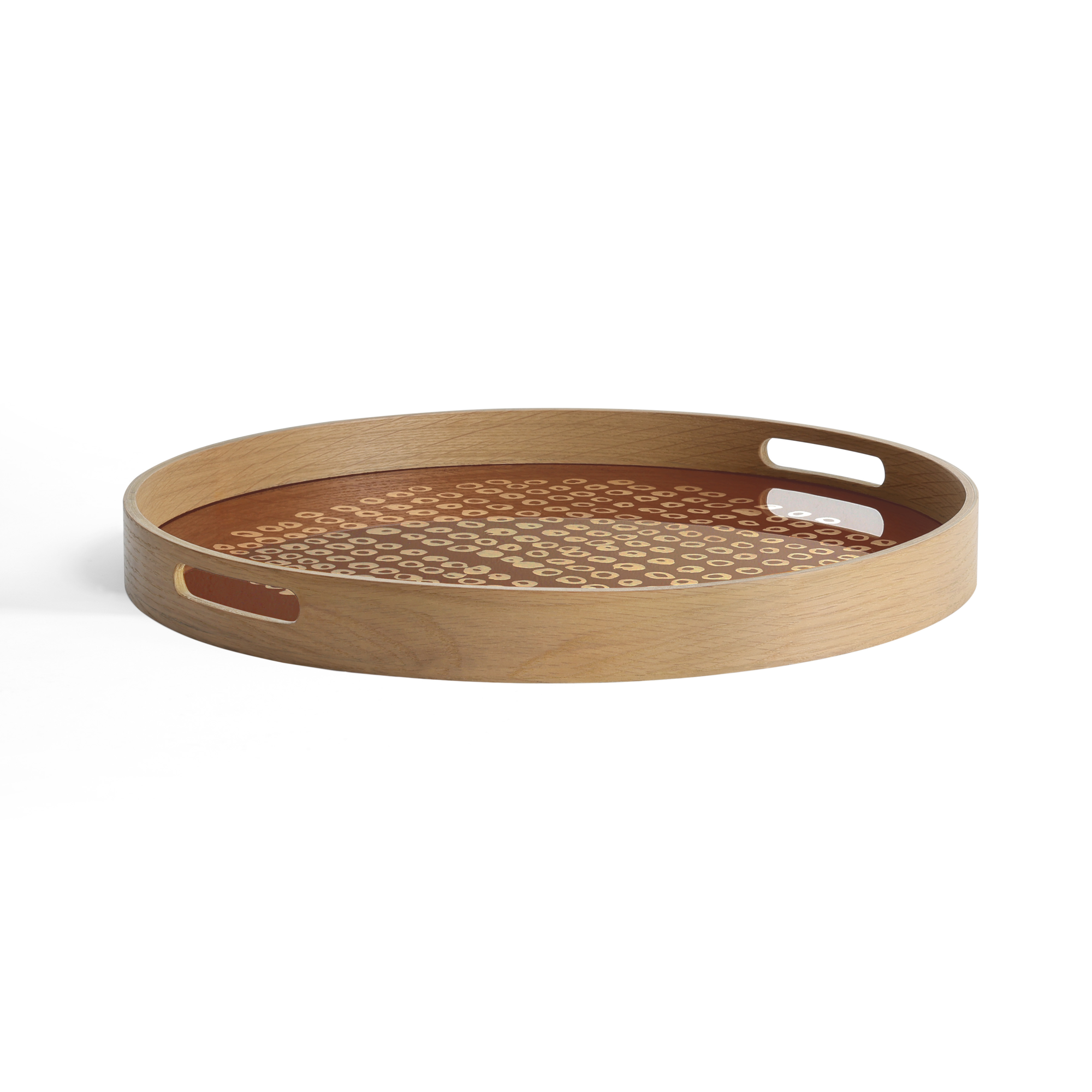 Second Nature glazen dienblad rond  - auburn