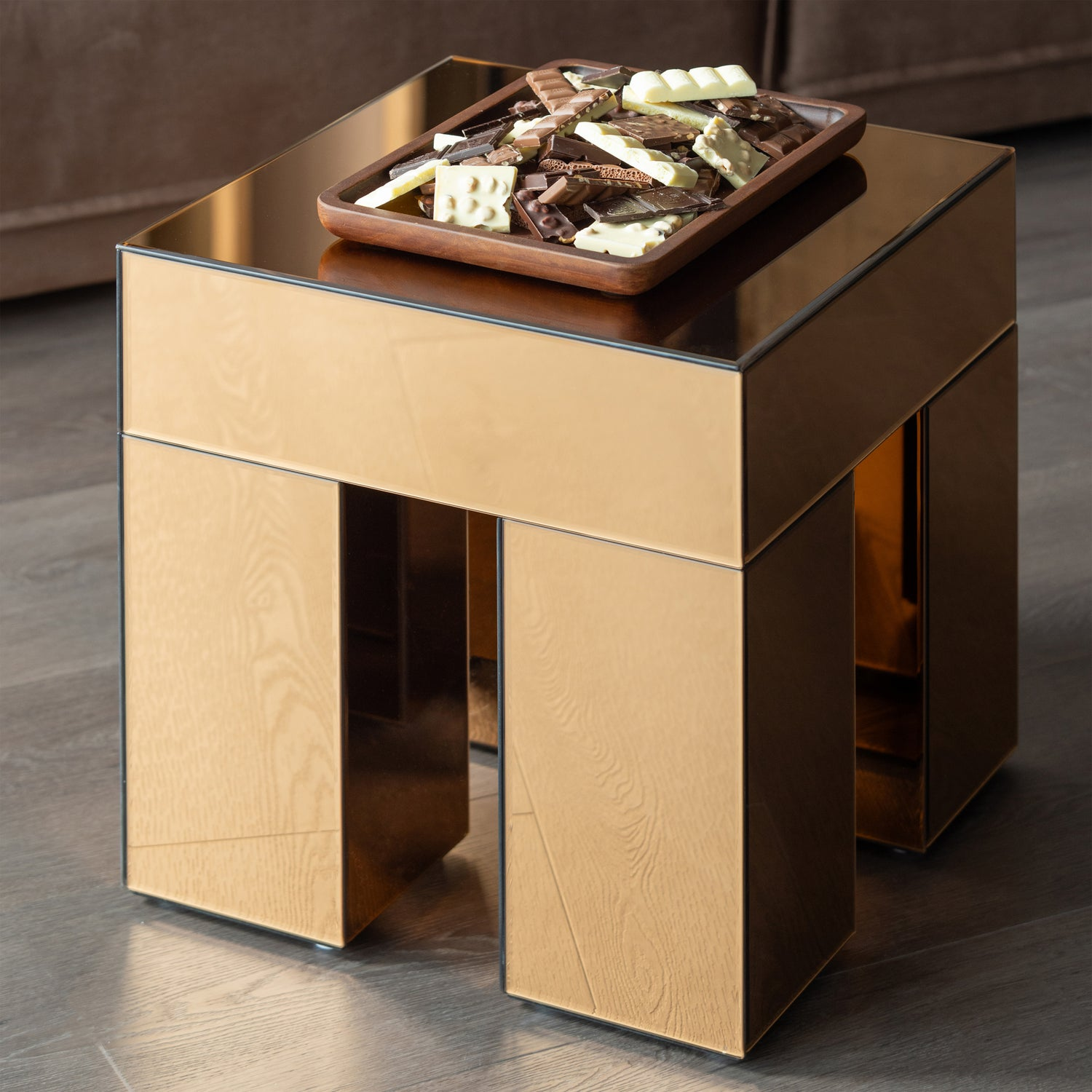 Trayla dienblad mangohout bruin - set van 3