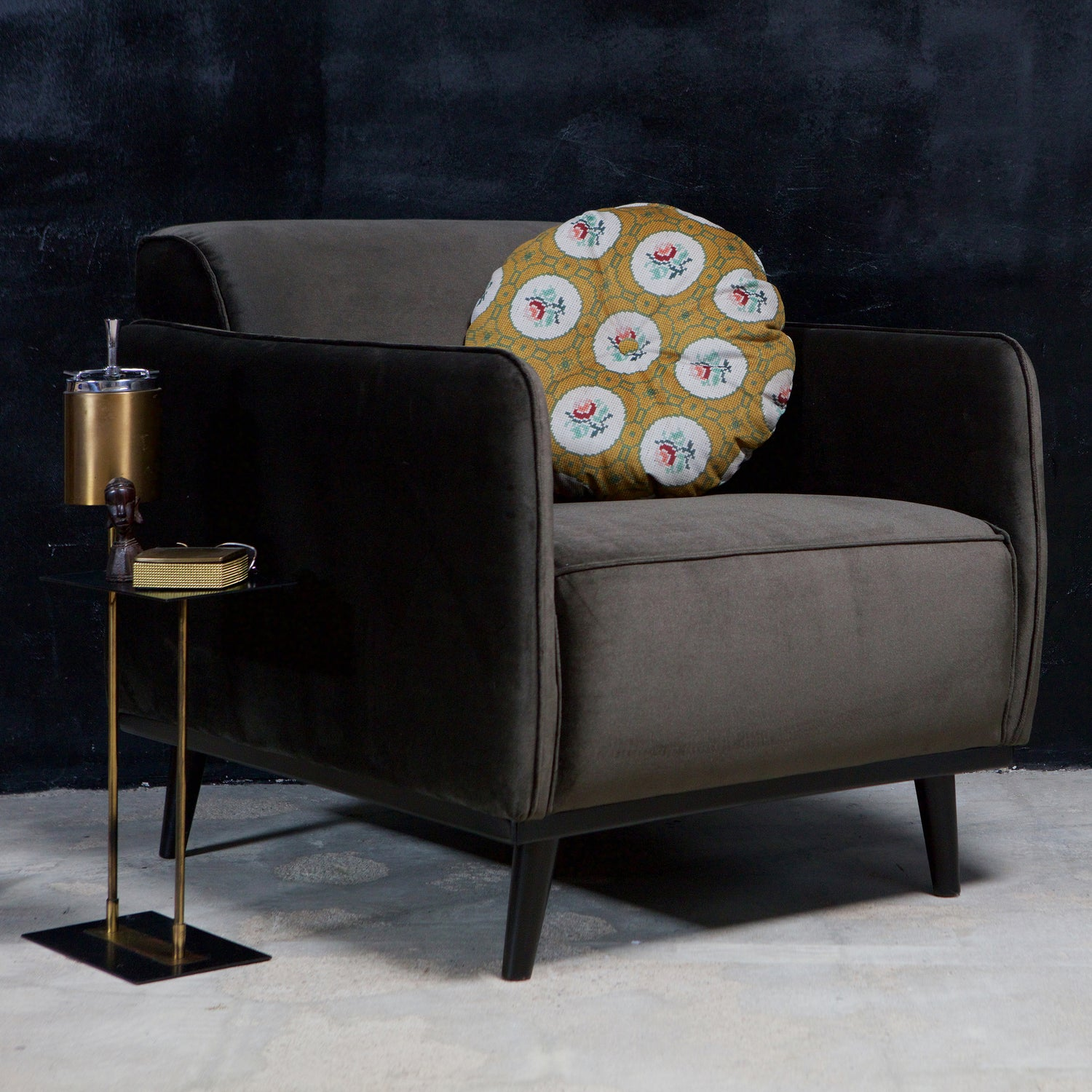 Statement fauteuil met arm chenille velvet perzikroze
