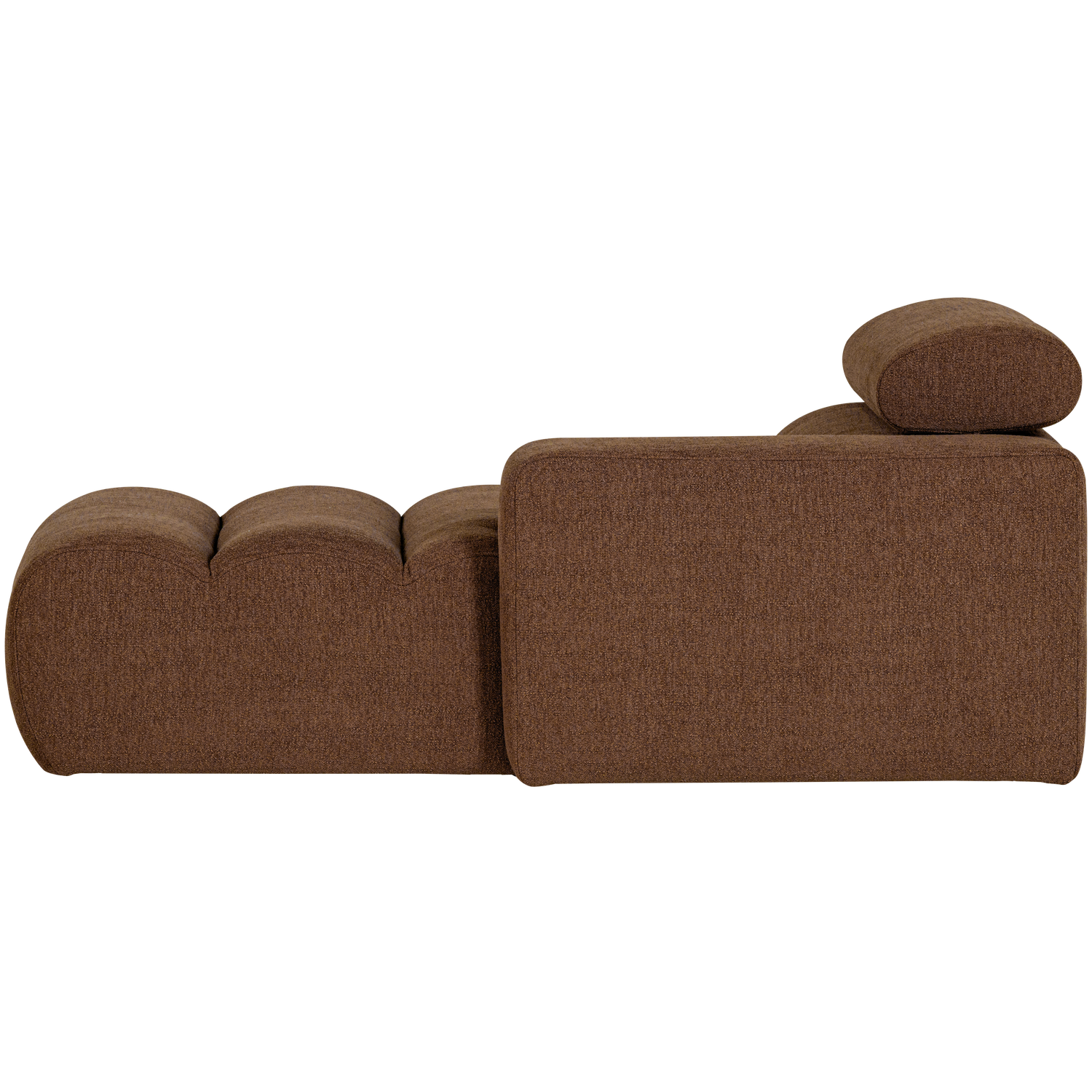 Novi chaise longue element arm rechts boucle karamelbruin