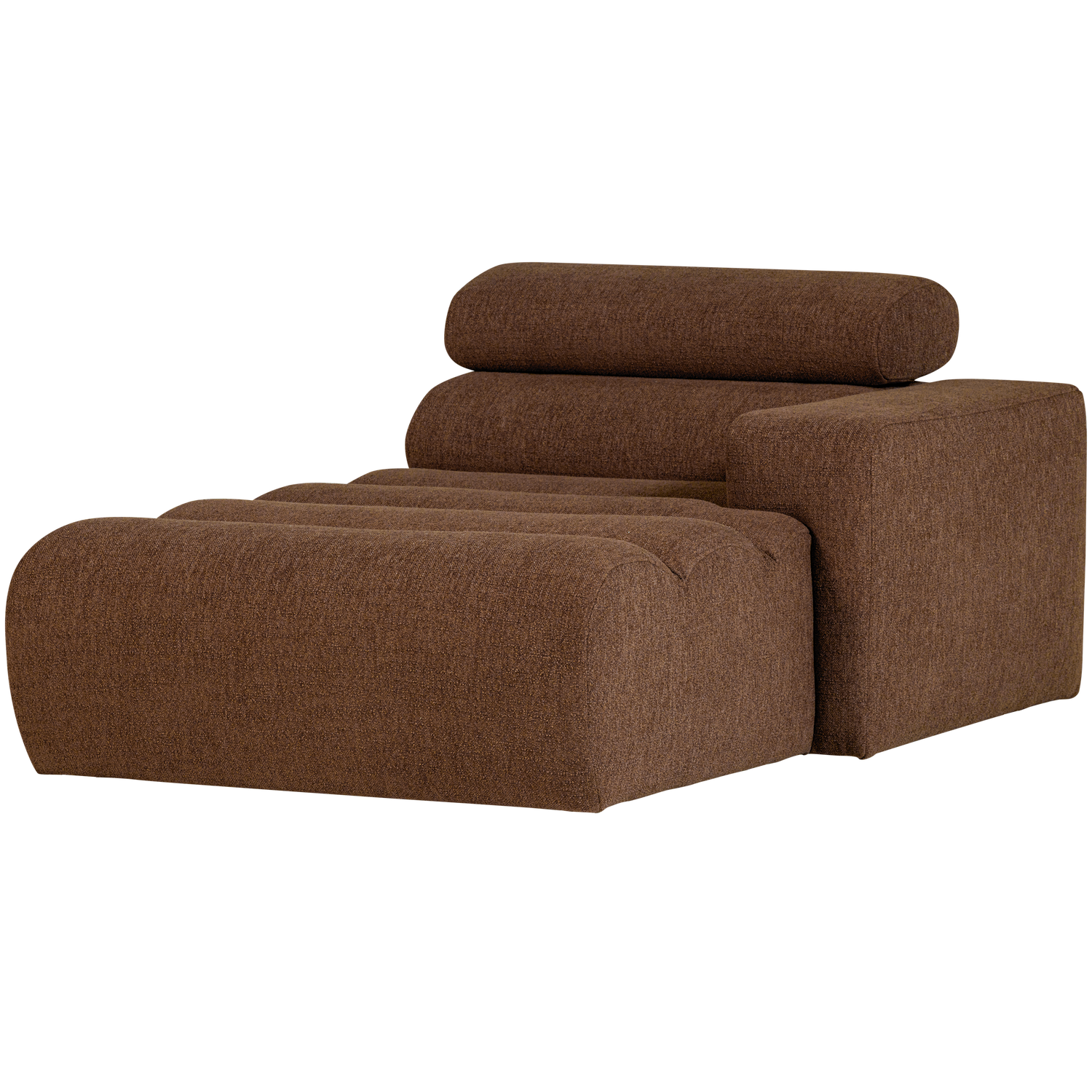 Novi chaise longue element arm rechts boucle karamelbruin