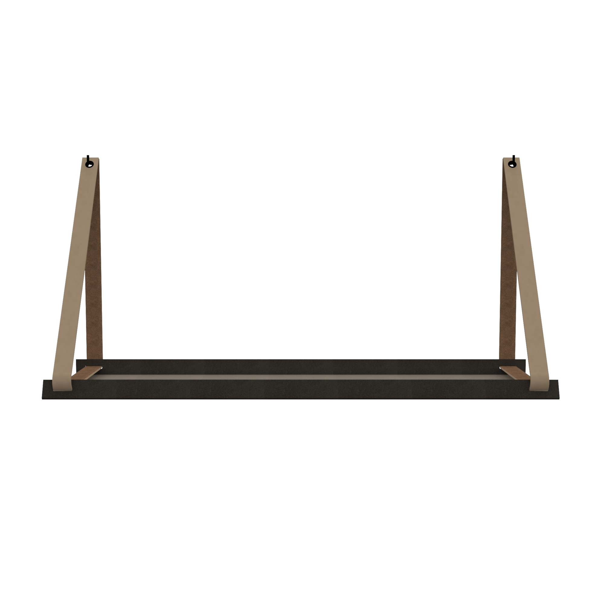 Stalen wandplank 70x20cm - incl. leren plankdragers