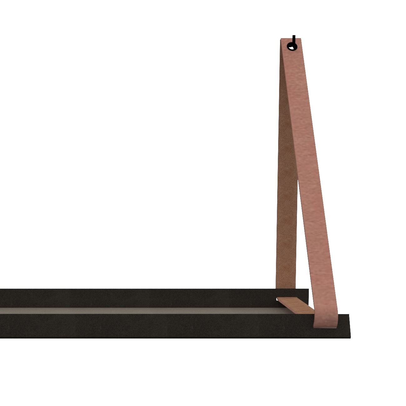 Stalen wandplank 70x20cm - incl. leren plankdragers