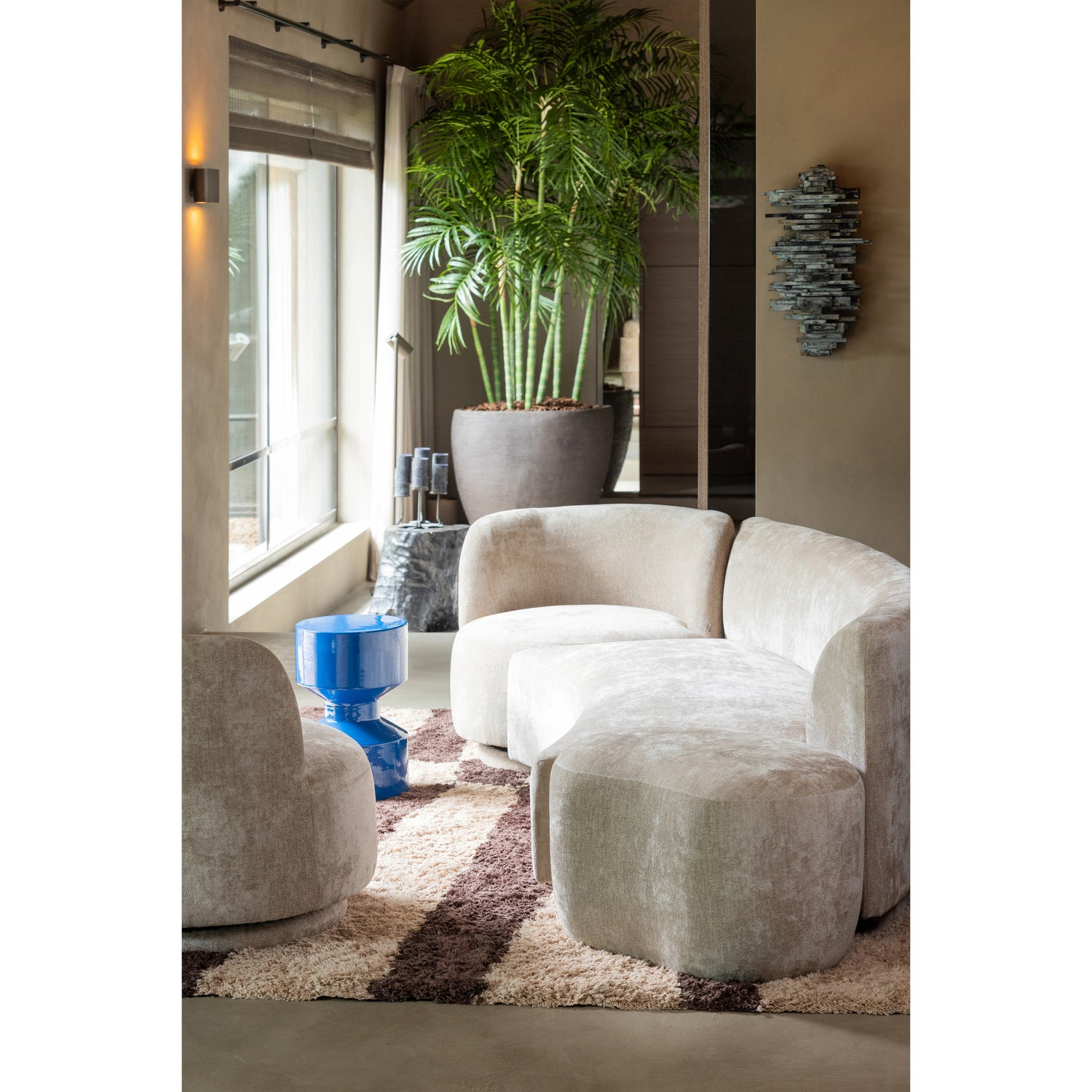 Combi-popular: bankje + fauteuil + poef naturel