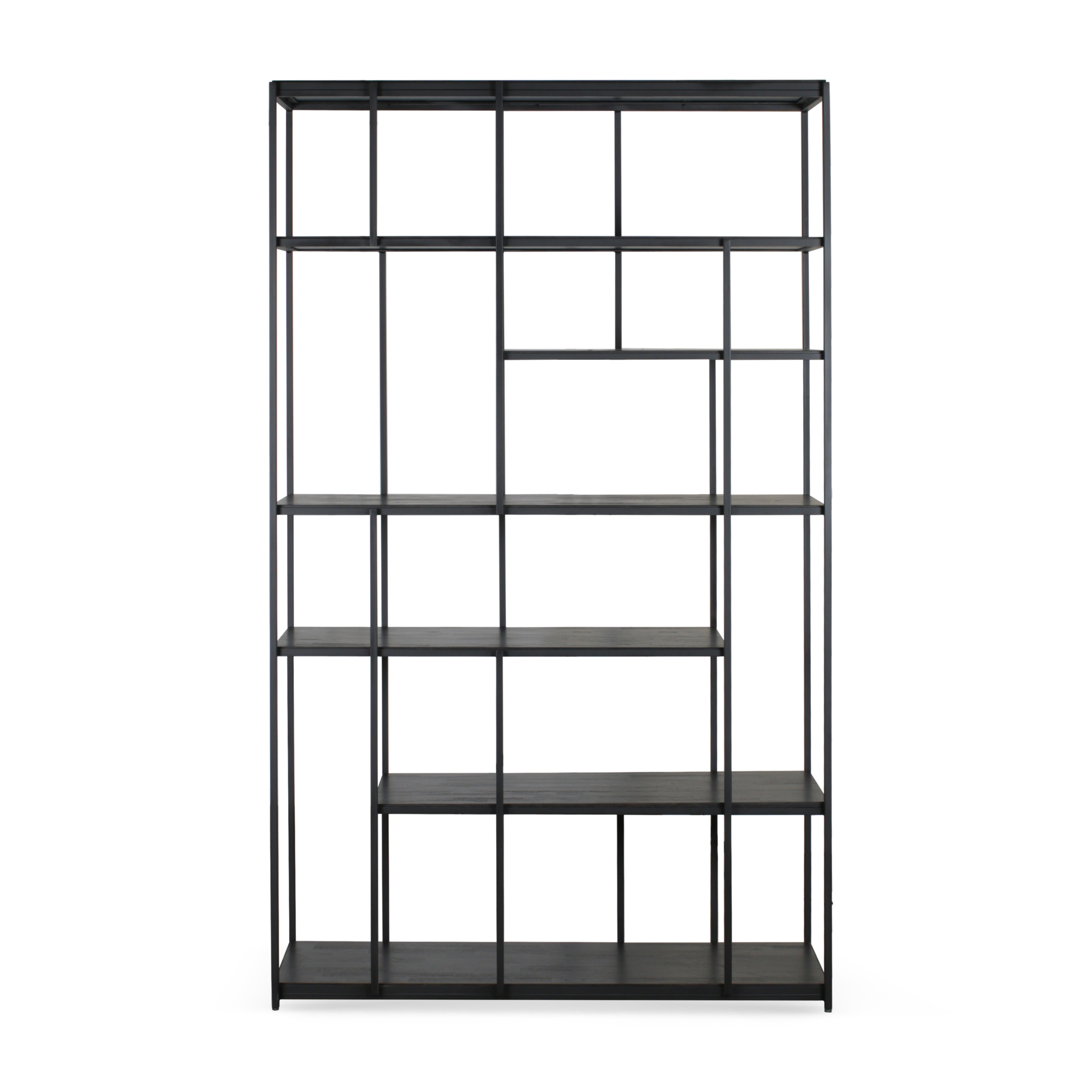 Vakkenkast Studio rek - teak zwart - 120x40x205