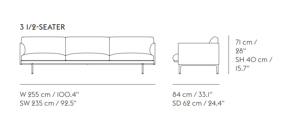 Muuto 3,5-zitsbank Outline