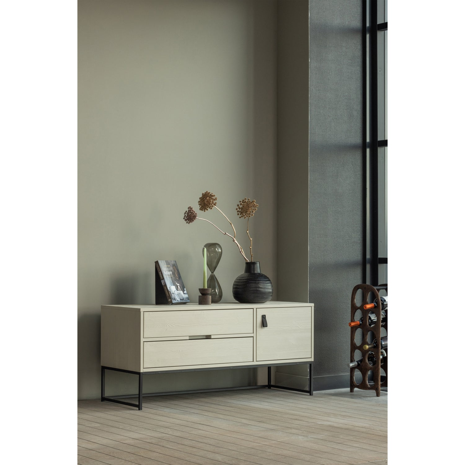 Silas tv meubel 120 cm grenen dust [fsc]