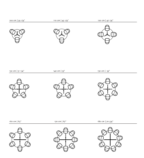 Studio HENK tafel Butterfly Rond Quadpod - zwart frame, gerookte beits