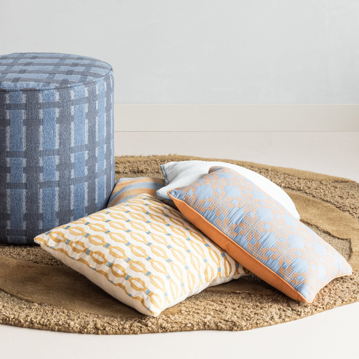 Lira kussens blauw/oranje - set van 4