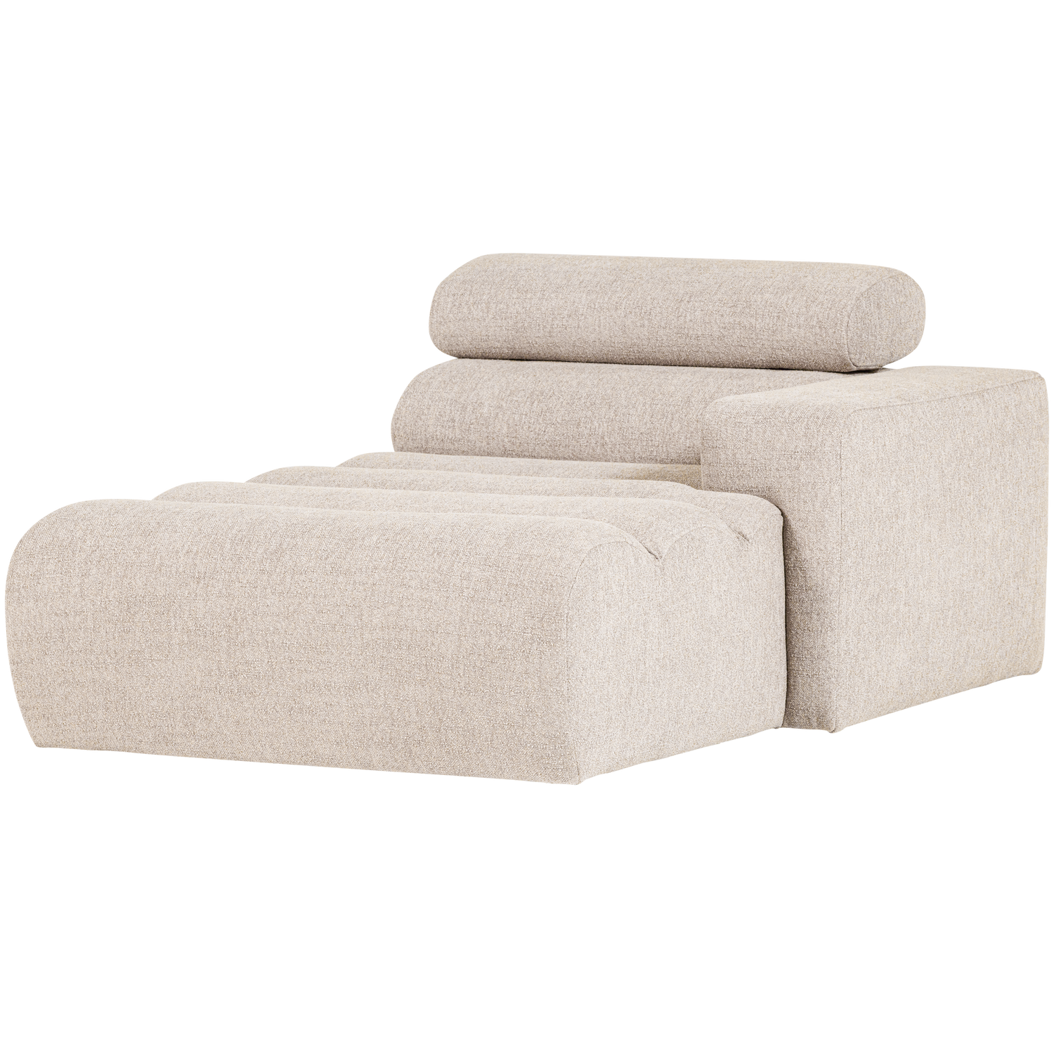 Novi chaise longue element arm rechts boucle karamelbruin