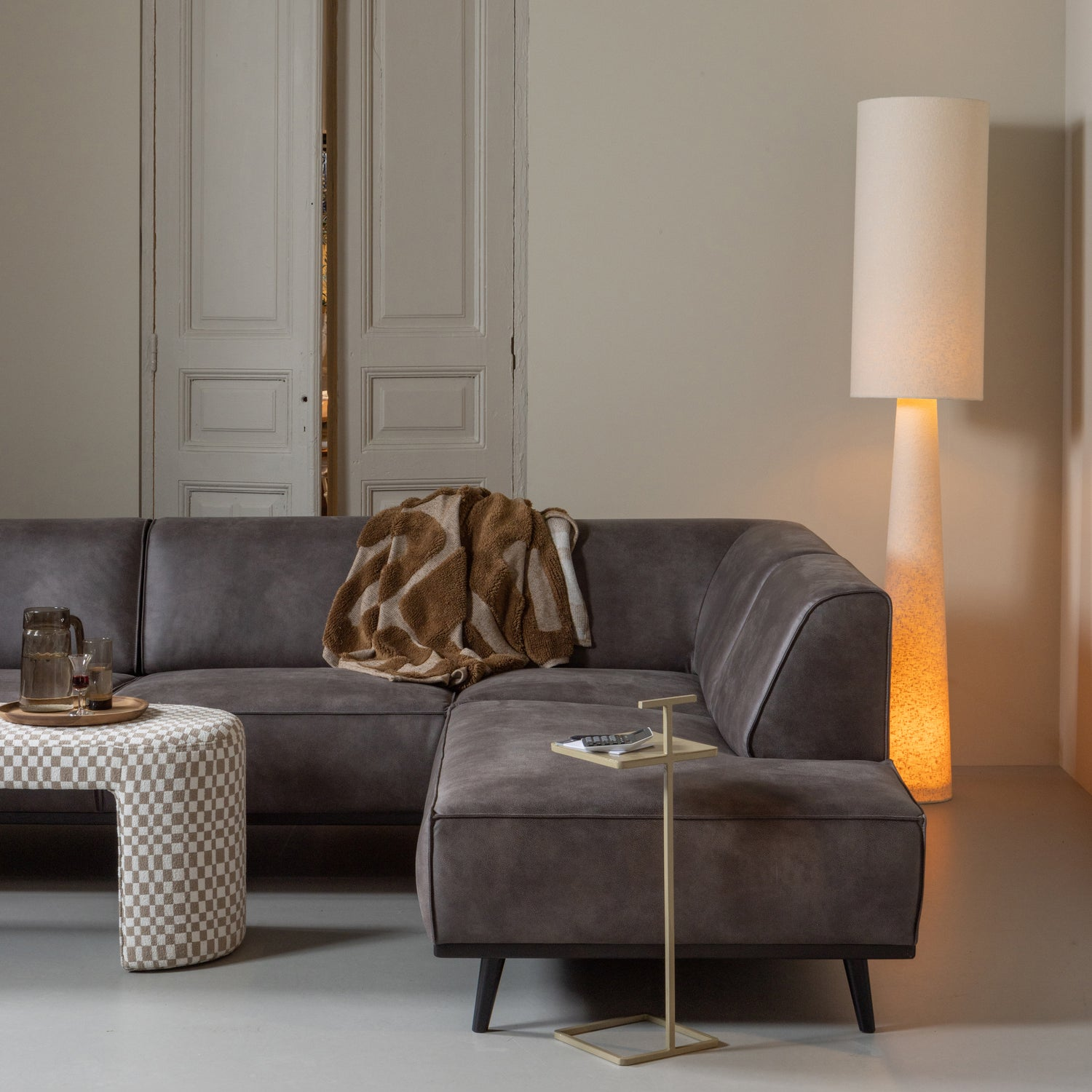Loft vloerlamp xl metaal/boucle tapenade 187xo35 cm