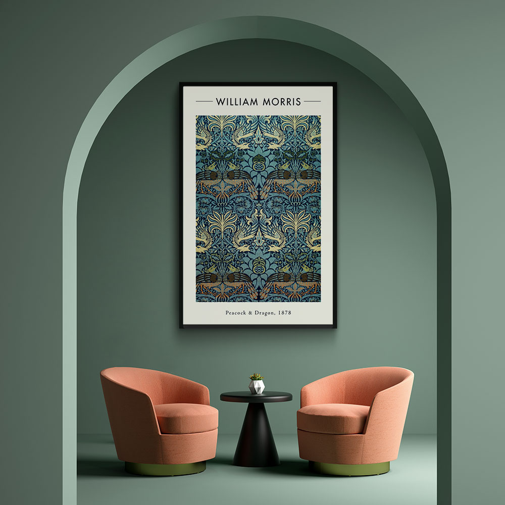 Walljar plexiglas schilderij - William Morris - Peacock and Dragon