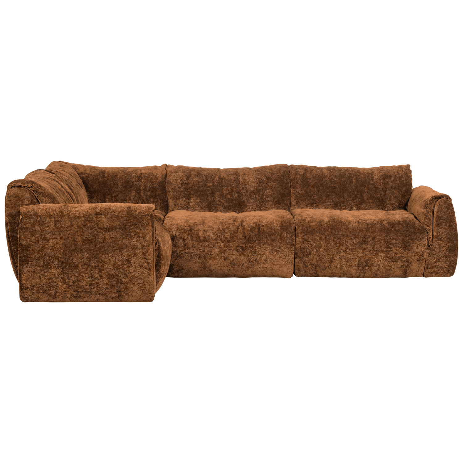 Baggy hoekbank links geweven chenille bruin