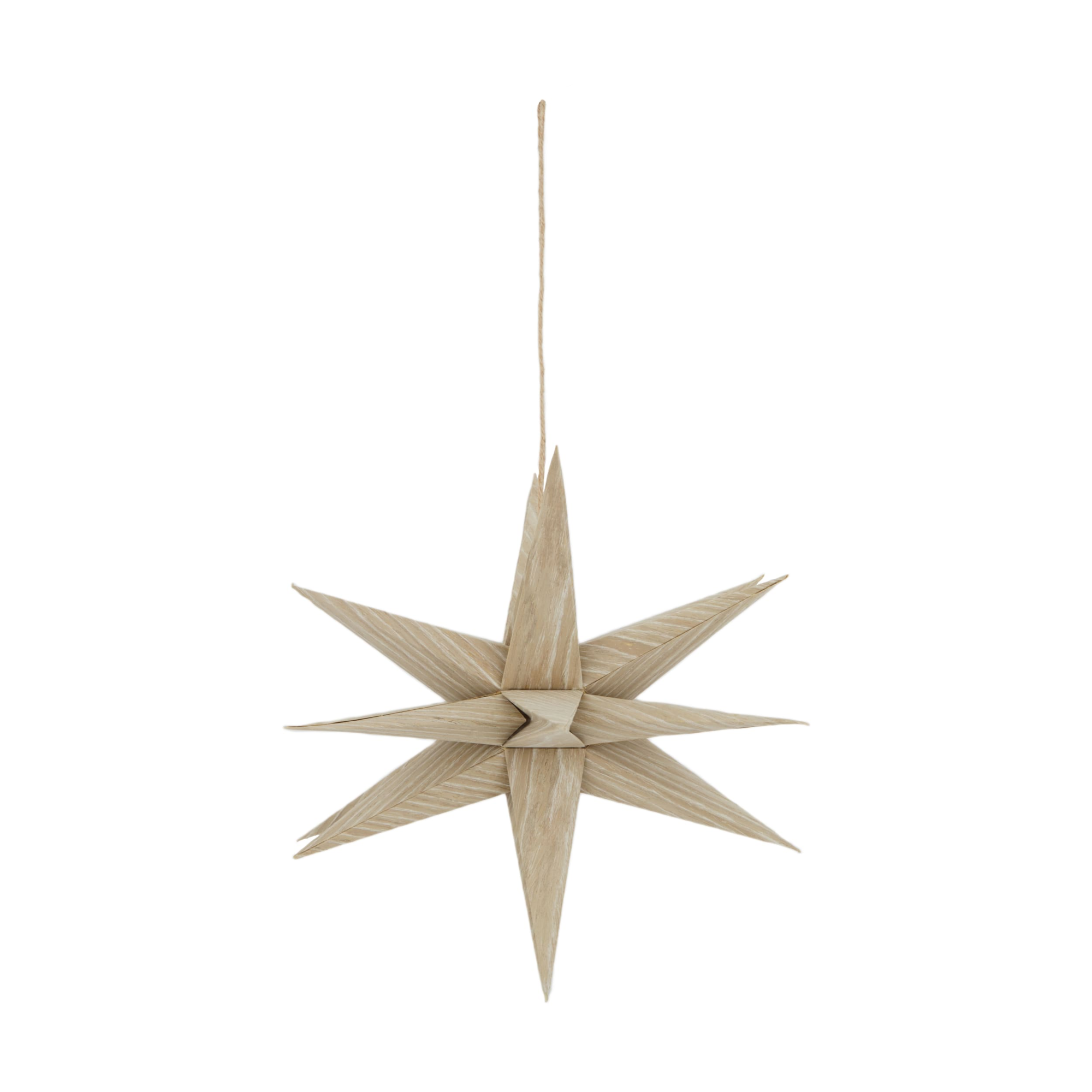 Kerstster hanger paper houtlook 2 stuks