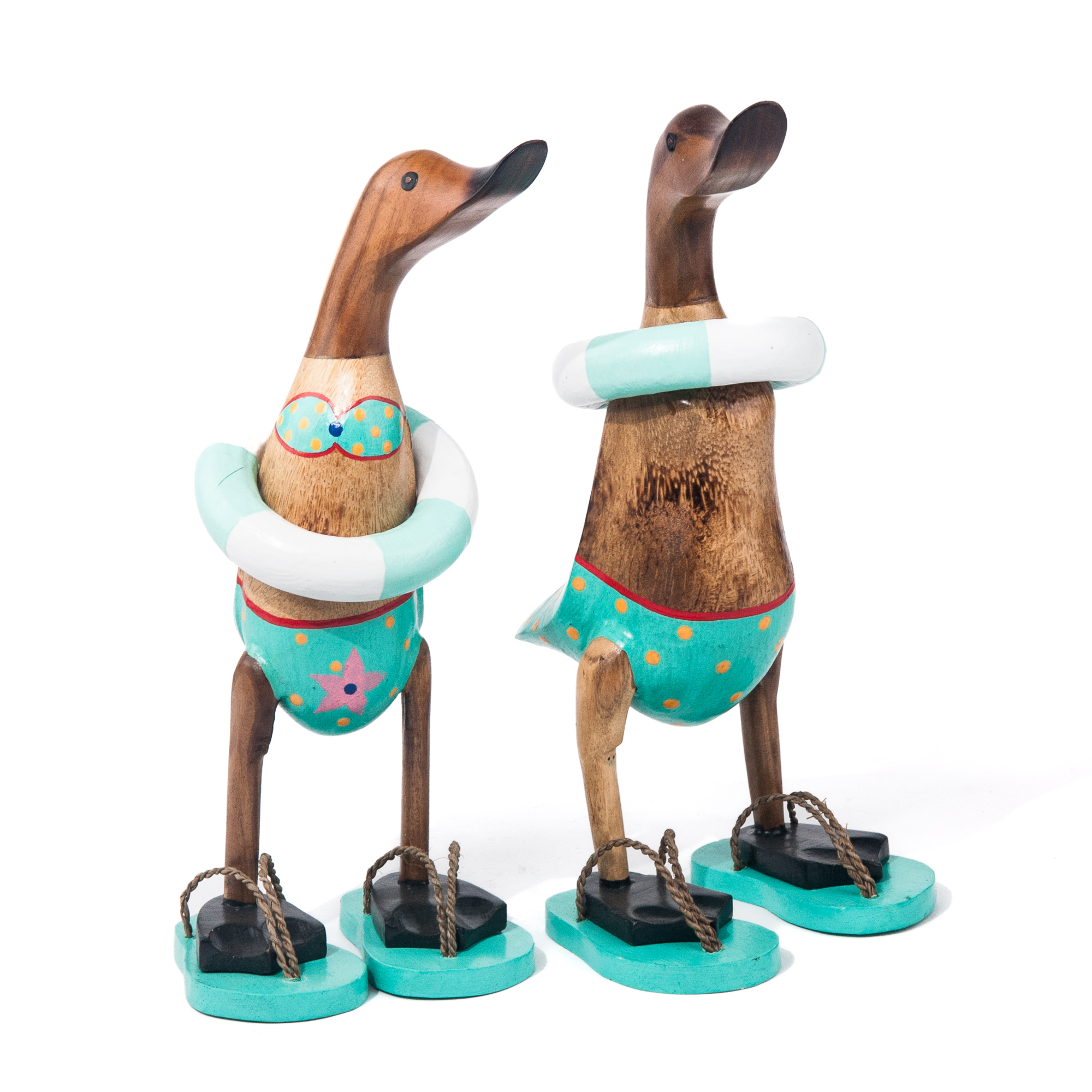 Set houten eenden - bad kleding met slippers
