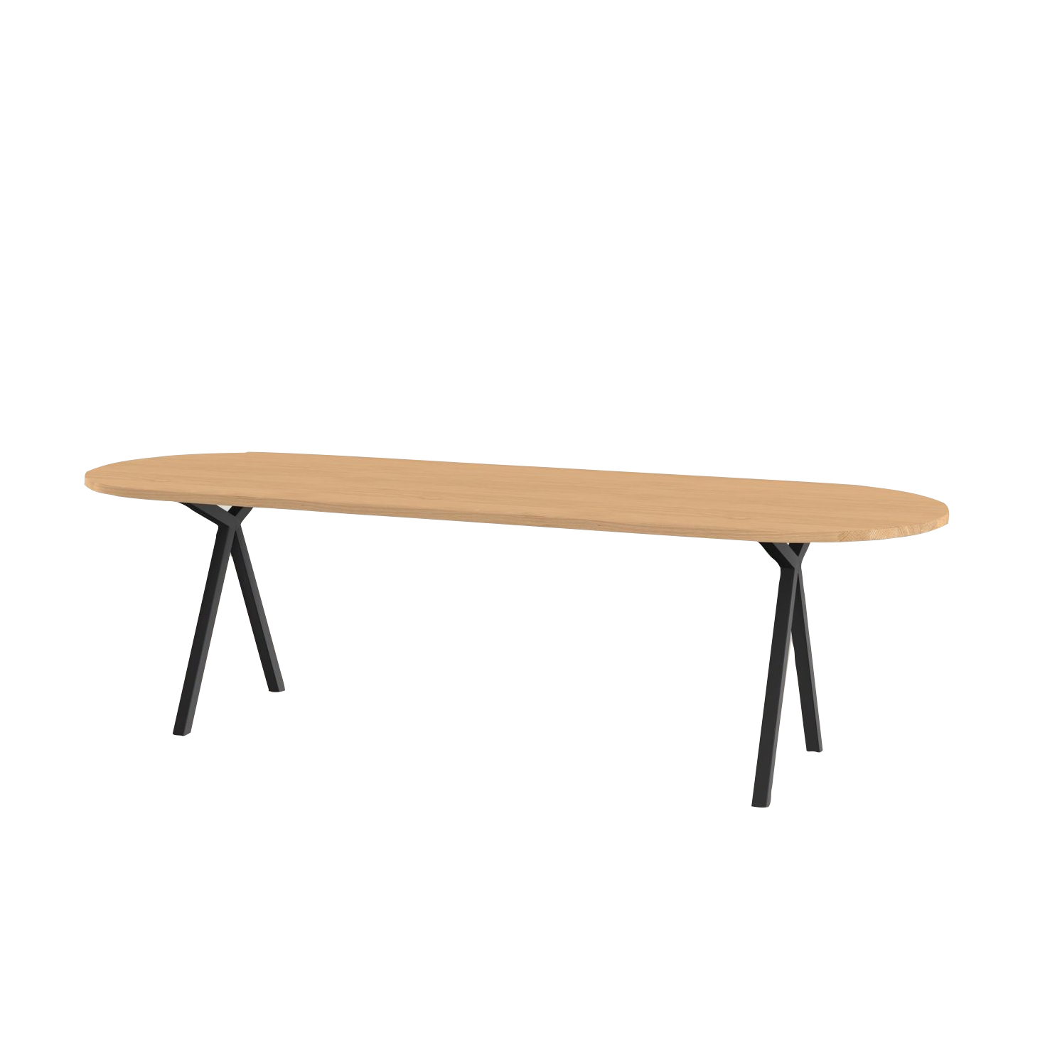 Studio HENK tafel Slim X-type Plat ovaal - zwart frame, hardwax light 3041
