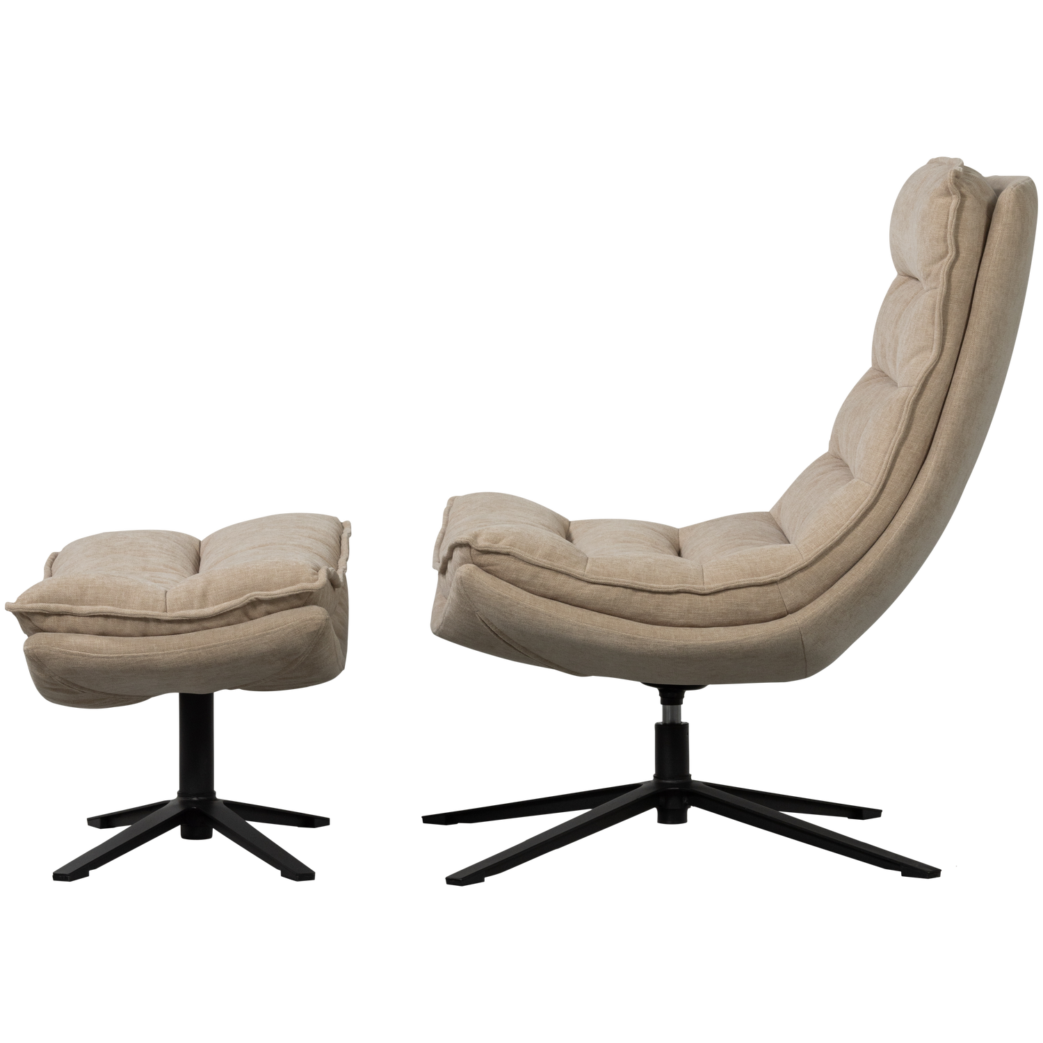 Kube draaifauteuil met hocker bruin
