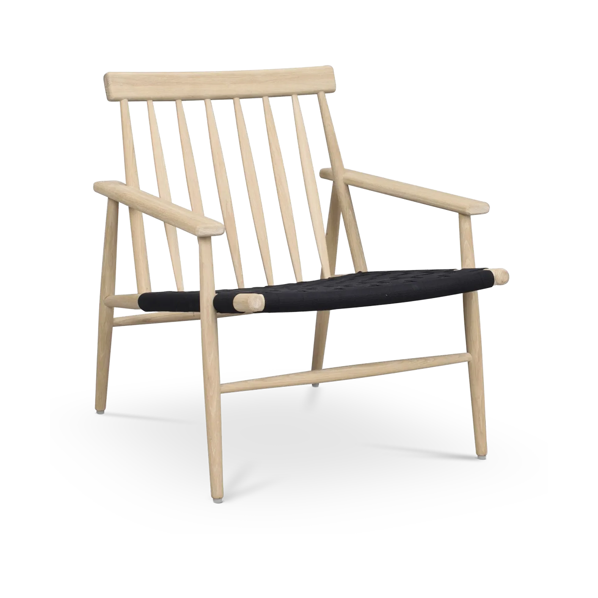Fauteuil Canwood houten whitewash - zwarte zitting