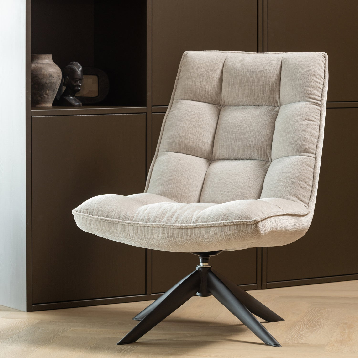 Jouke draaifauteuil chenille structuur roestbruin [fsc]