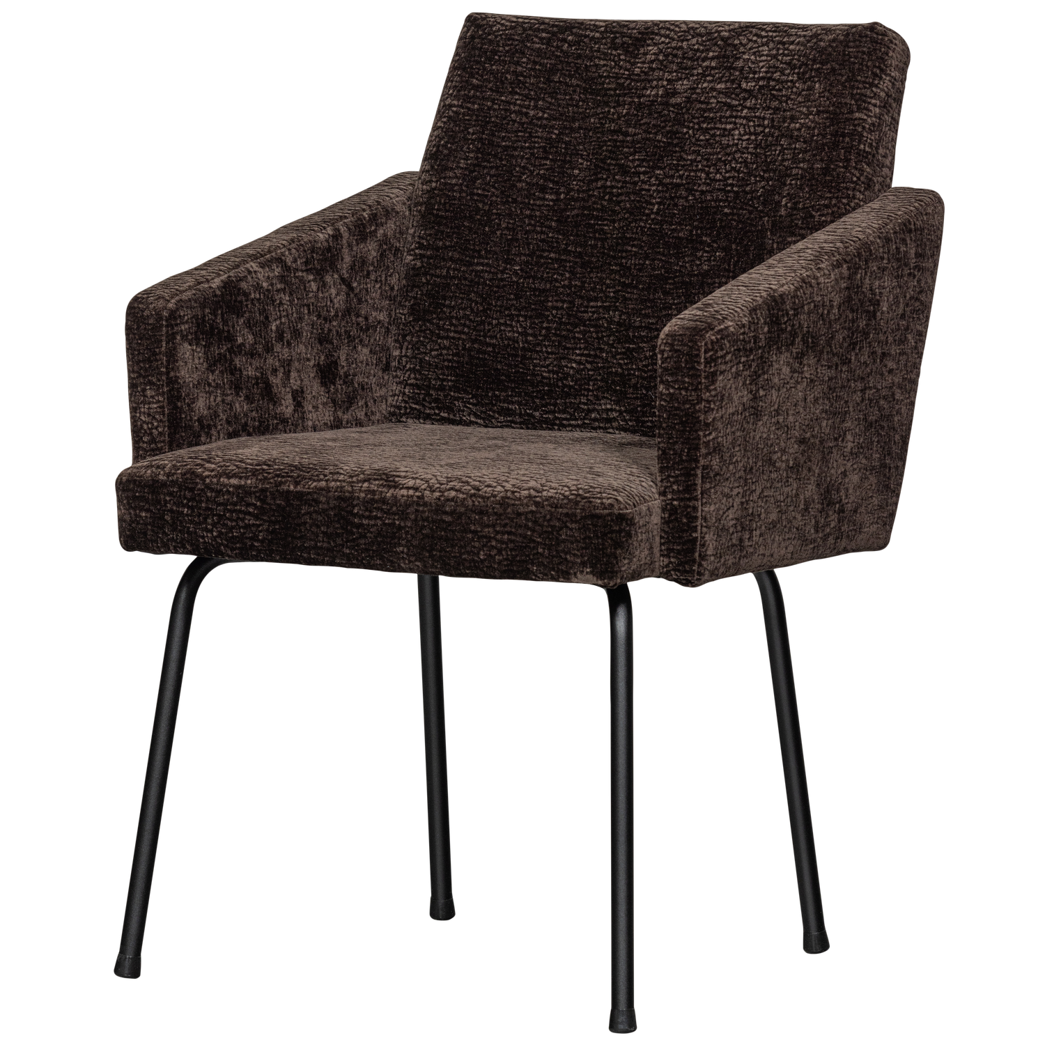 Mount eetkamerstoel met armleuning 3d chenille middenbruin