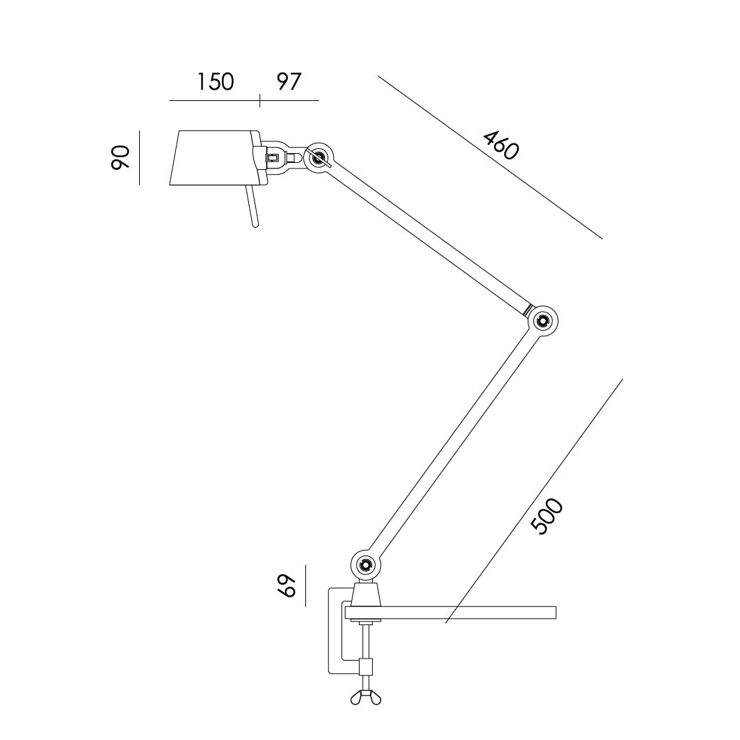 Tonone bureaulamp Bolt 2 arms Clamp