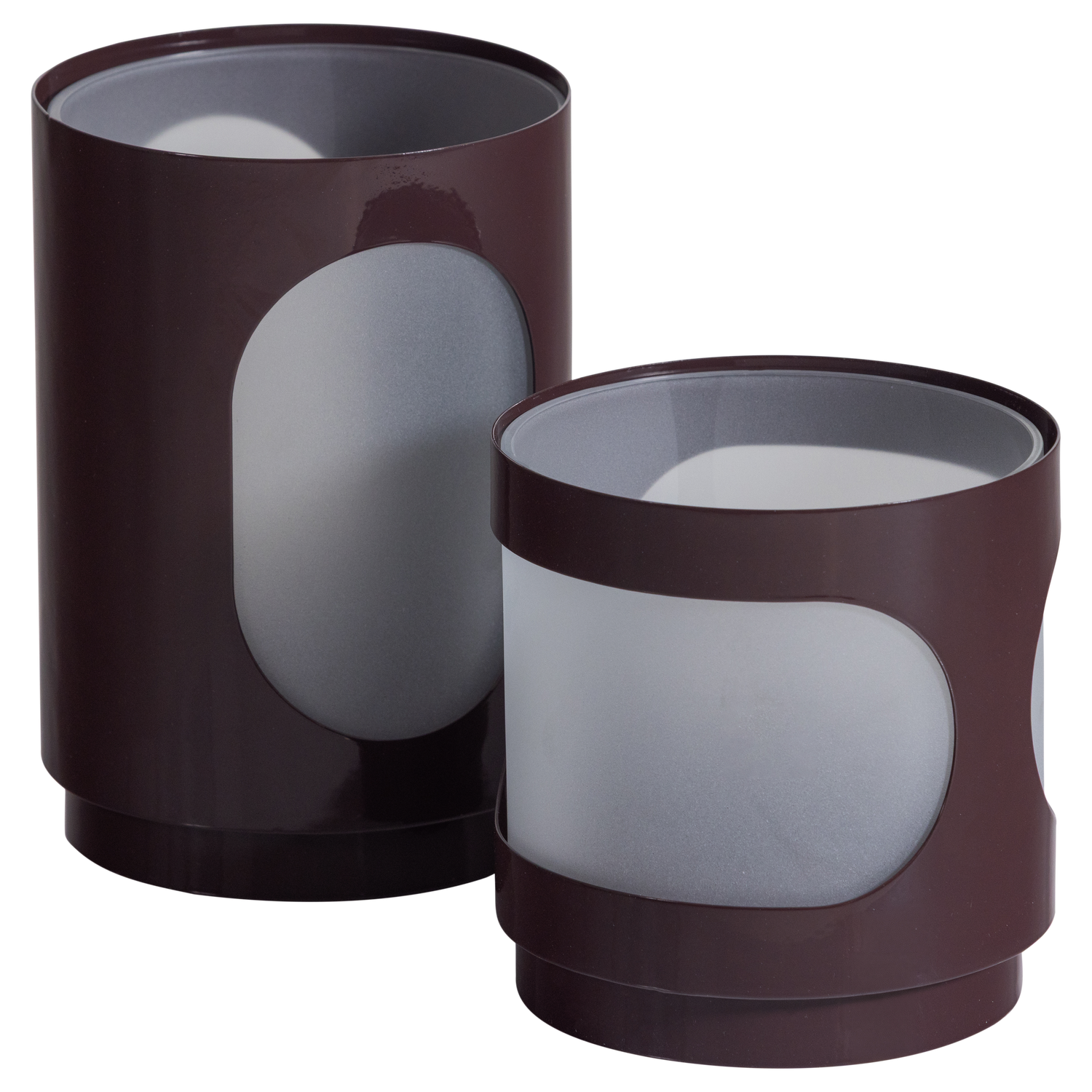 Tavo windlichten metaal/glas bruin - set van 2