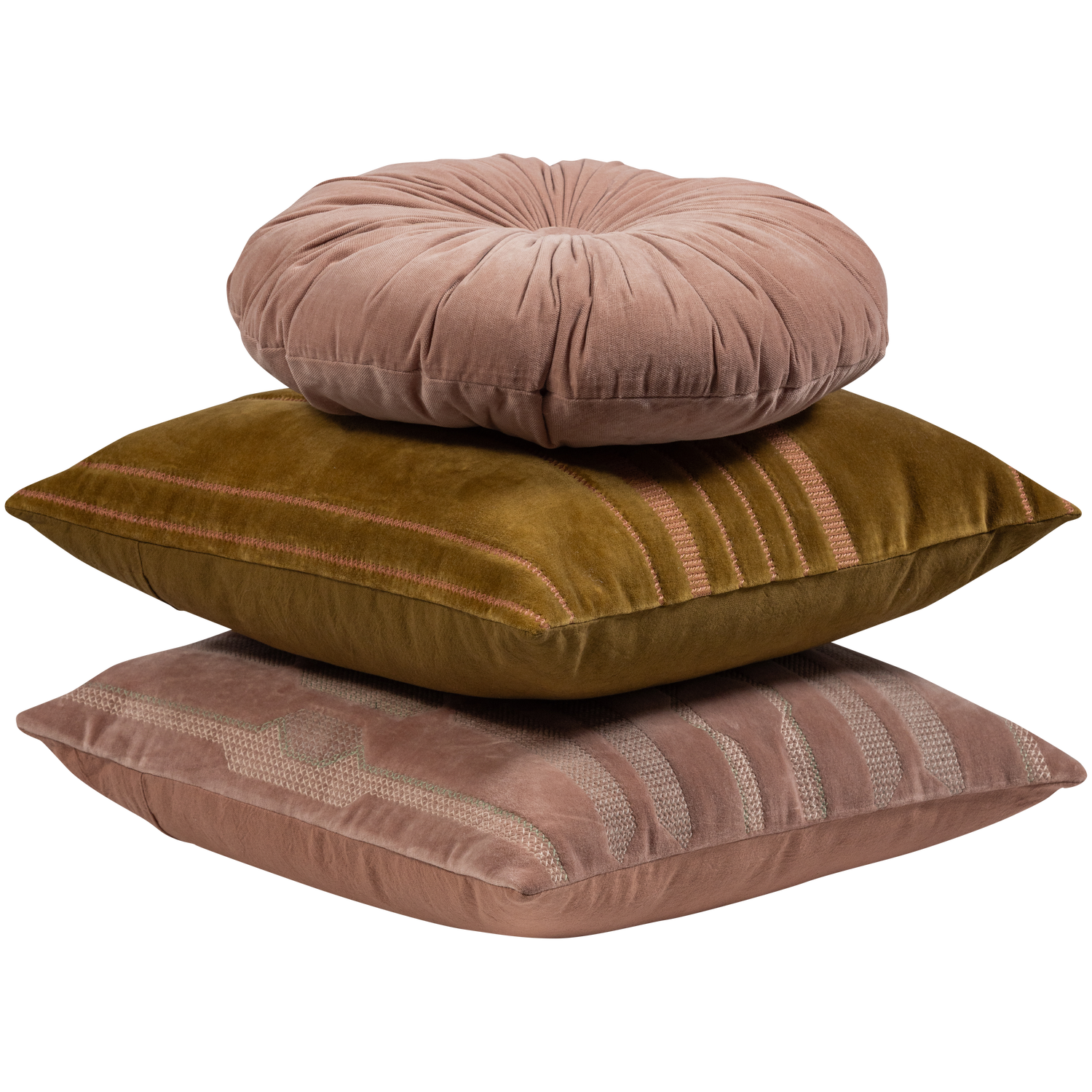 Feis kussens velvet roze/naturel - set van 3