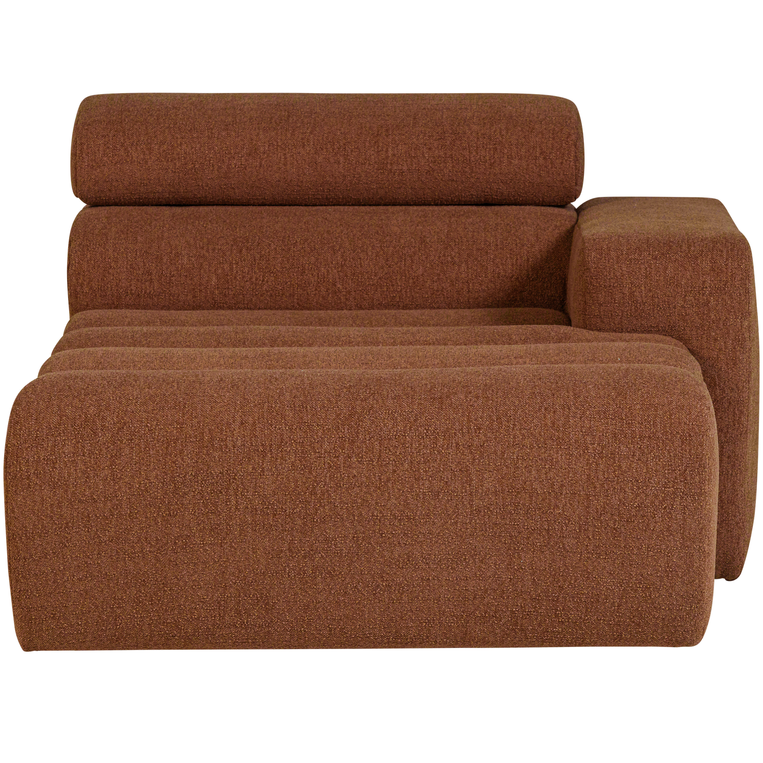 Novi chaise longue element arm rechts boucle karamelbruin