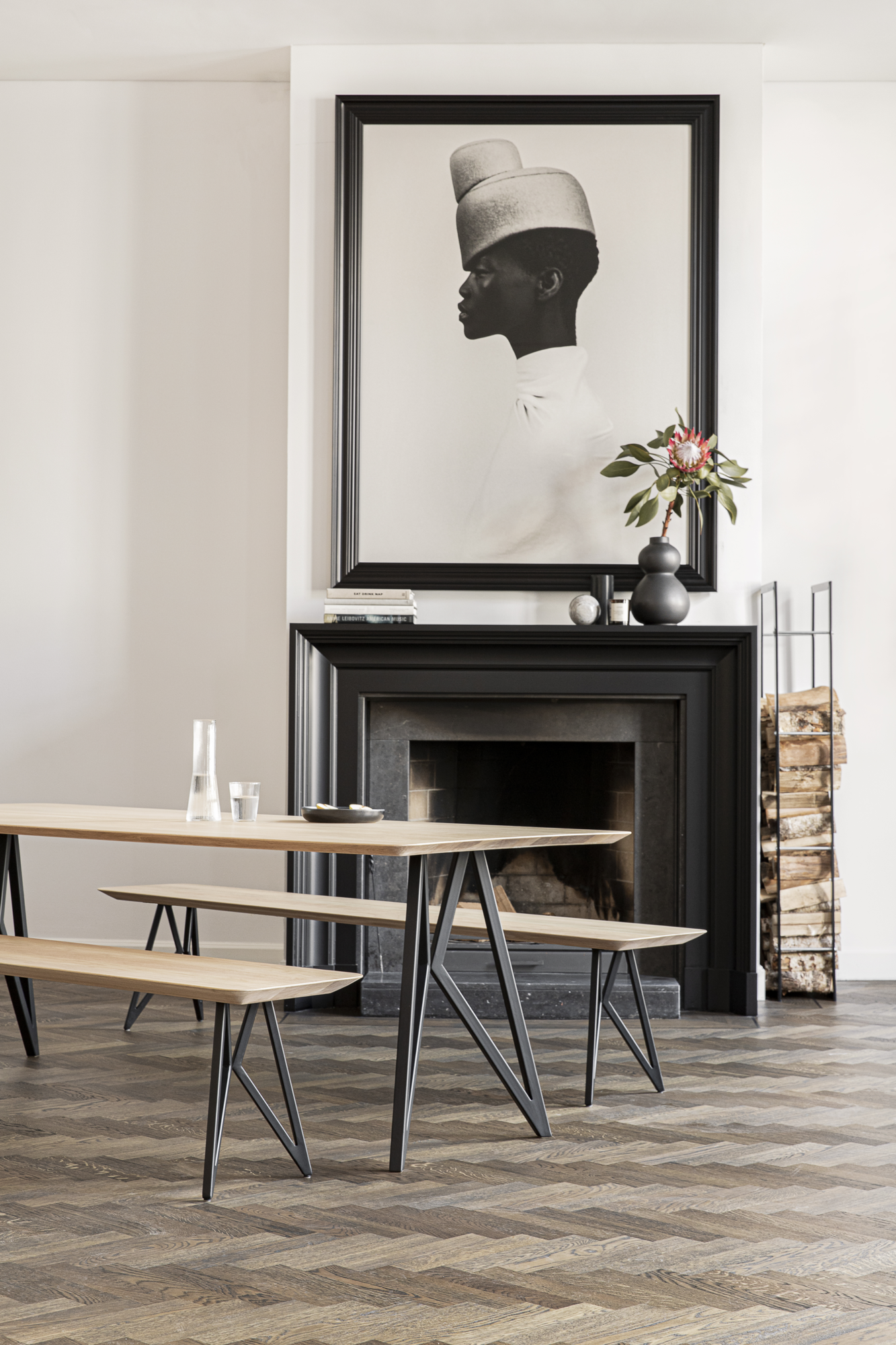 Studio HENK tafel Butterfly Rechthoekig - zwart frame, hardwax light 3041