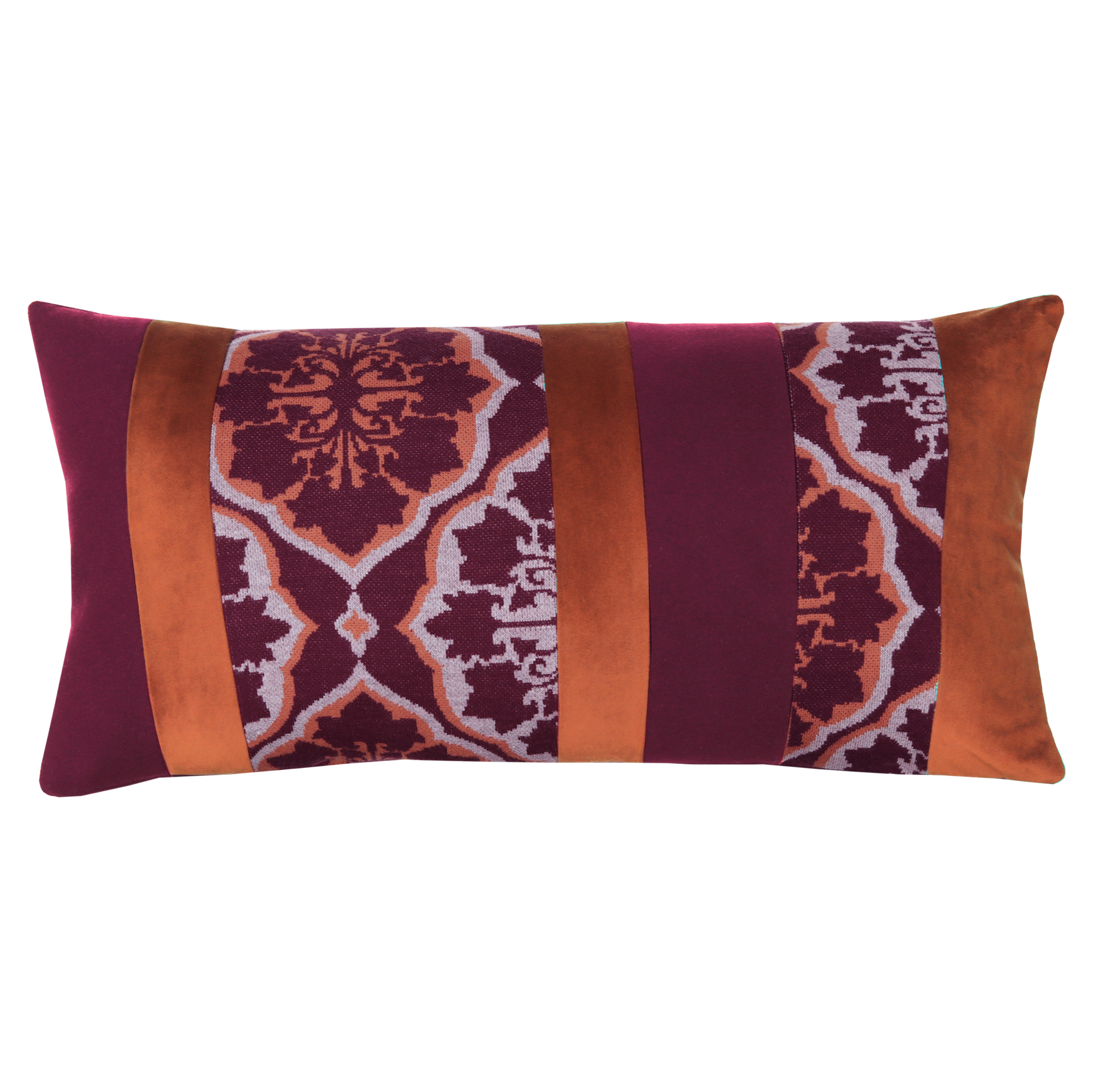Kussen jacquard streep wine brick