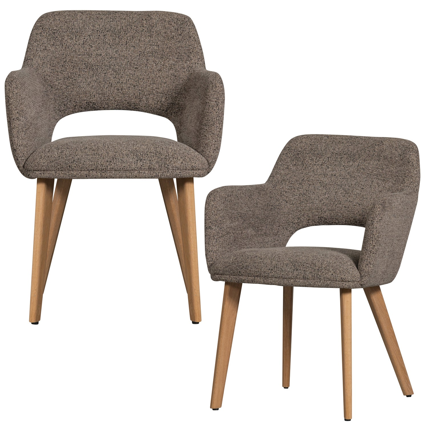 Murat eetkamerstoel taupe met houten poot naturel