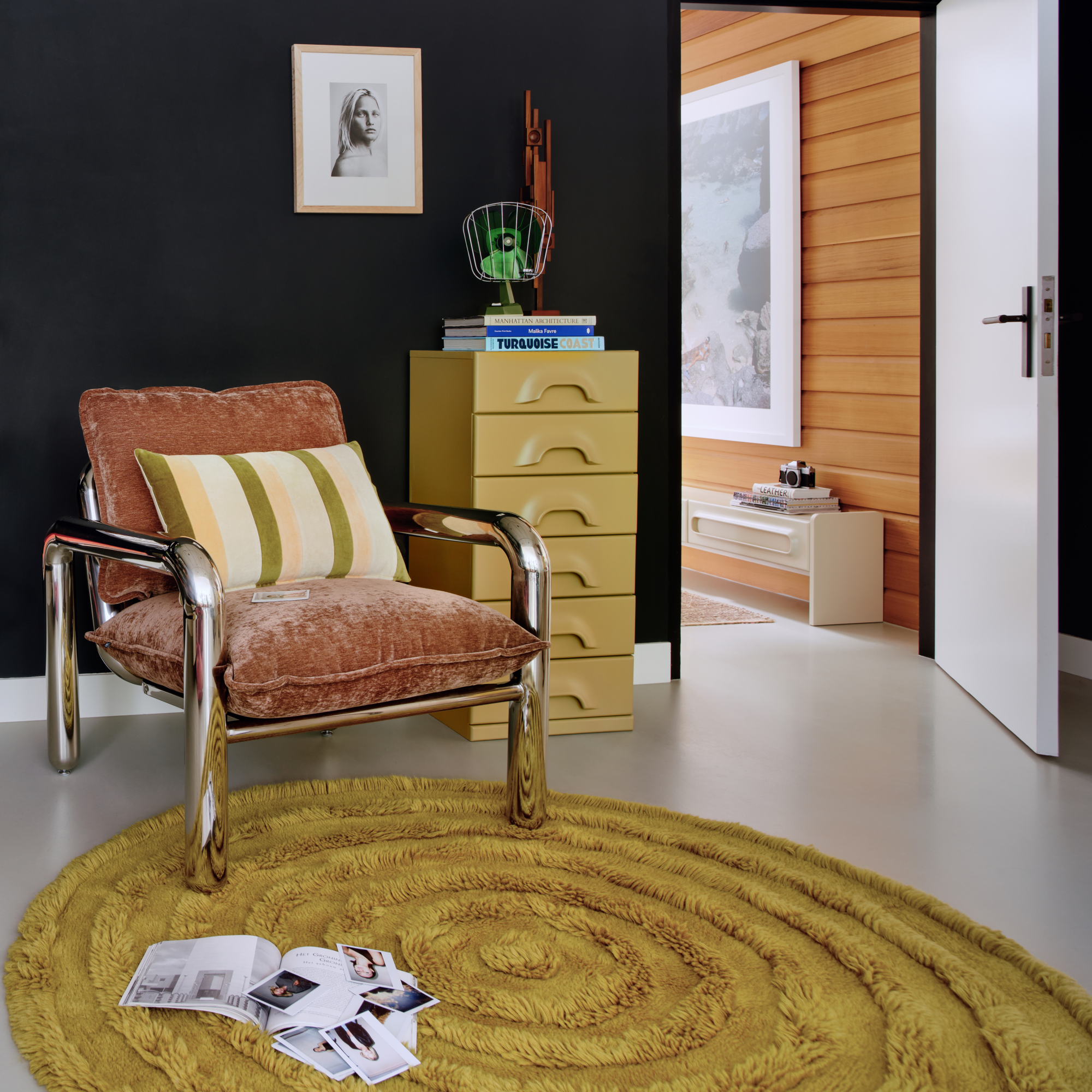 HKliving Vloerkleed Round woolen Seaweed