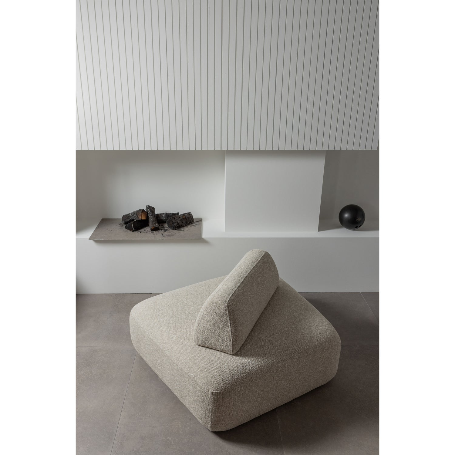 Sterck fauteuil met verplaatsbare rugleuning boucle naturel