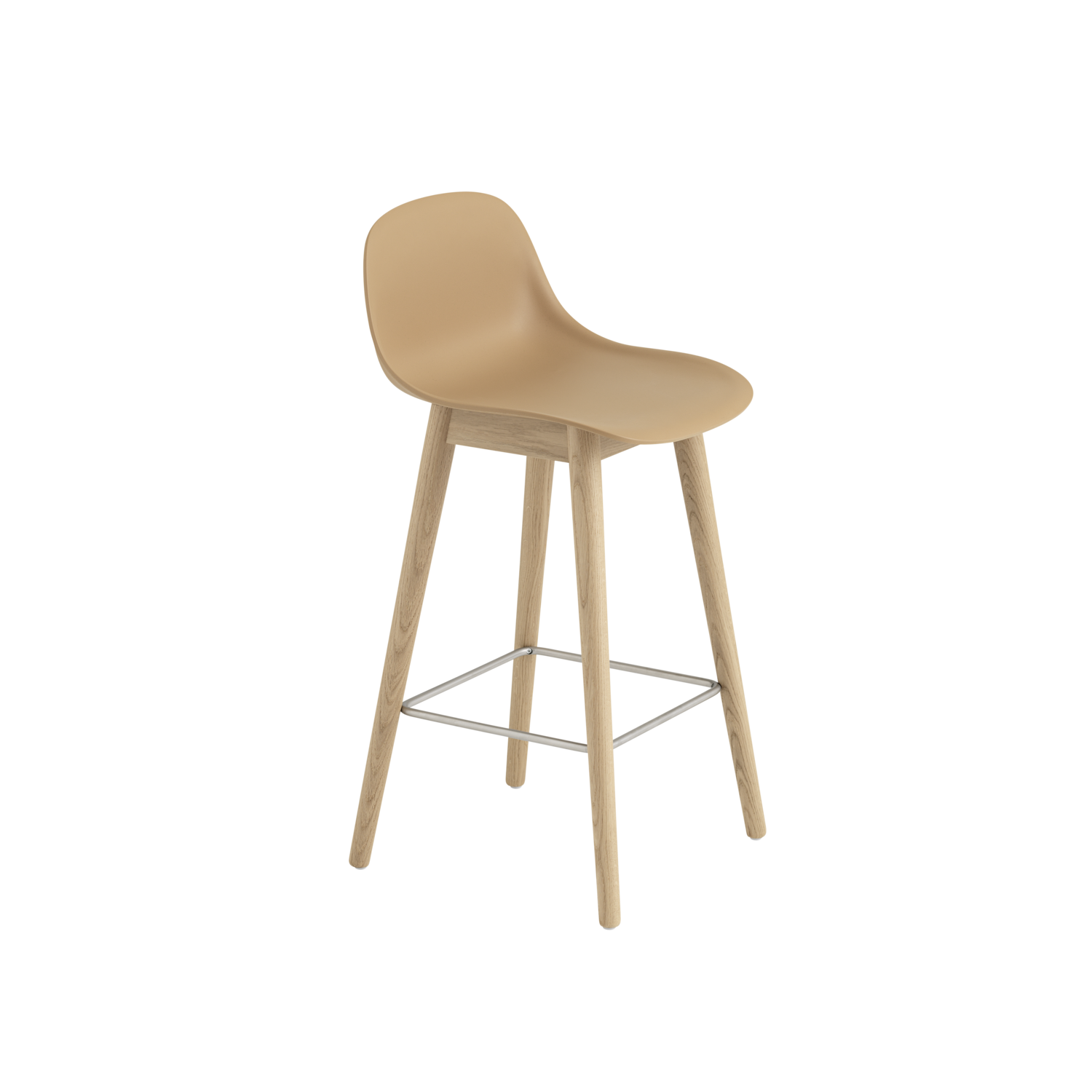 Muuto barkruk met rugleuning Fiber Counter Stool Wood Base
