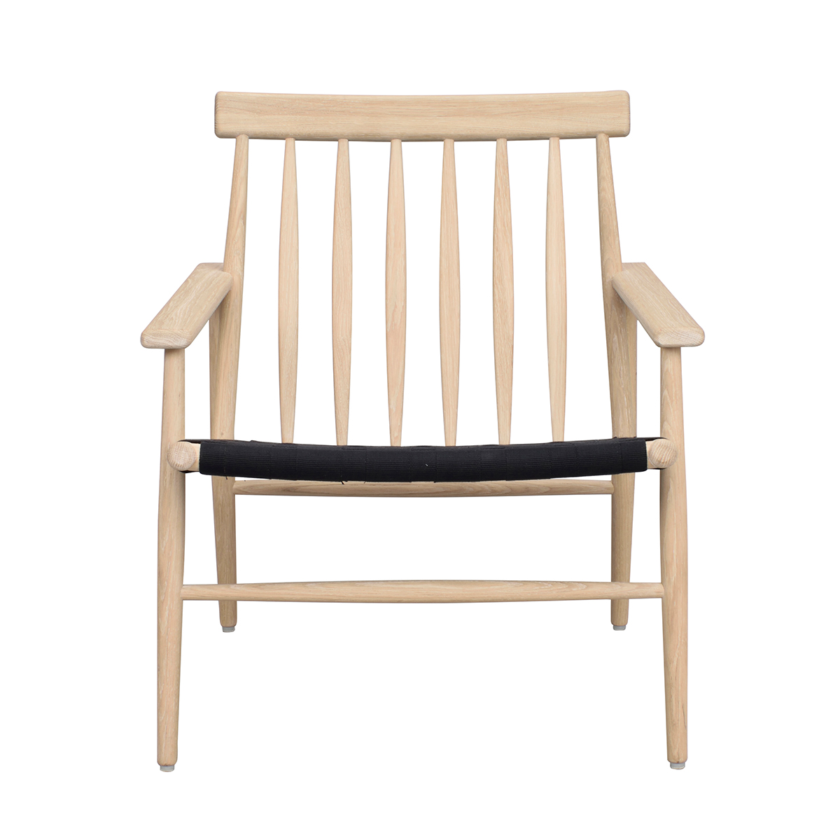 Fauteuil Canwood houten whitewash - zwarte zitting