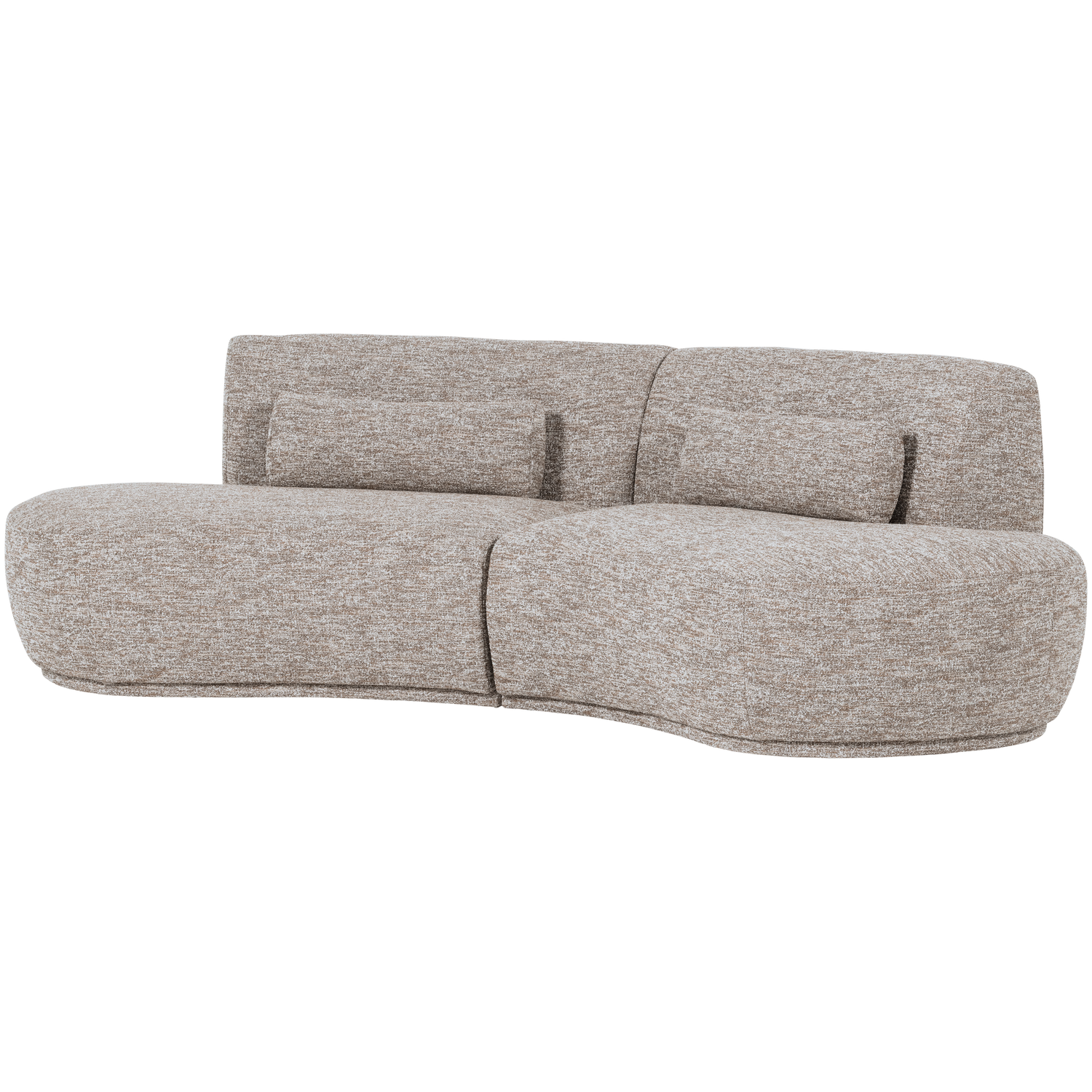 Batavier half ronde bank 4-zits velvet lichtbruin melange