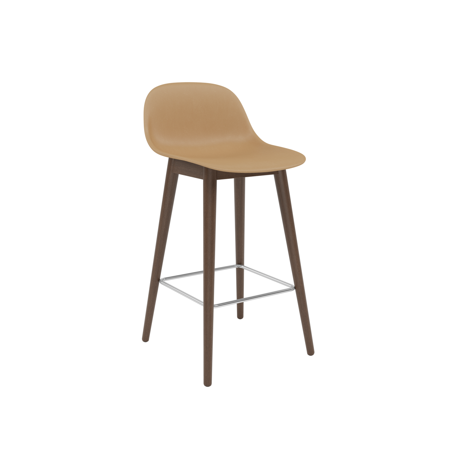 Muuto barkruk met rugleuning Fiber Counter Stool Wood Base