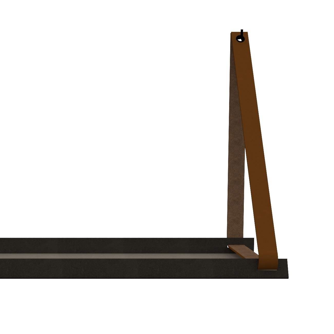 Stalen wandplank 70x20cm - incl. leren plankdragers