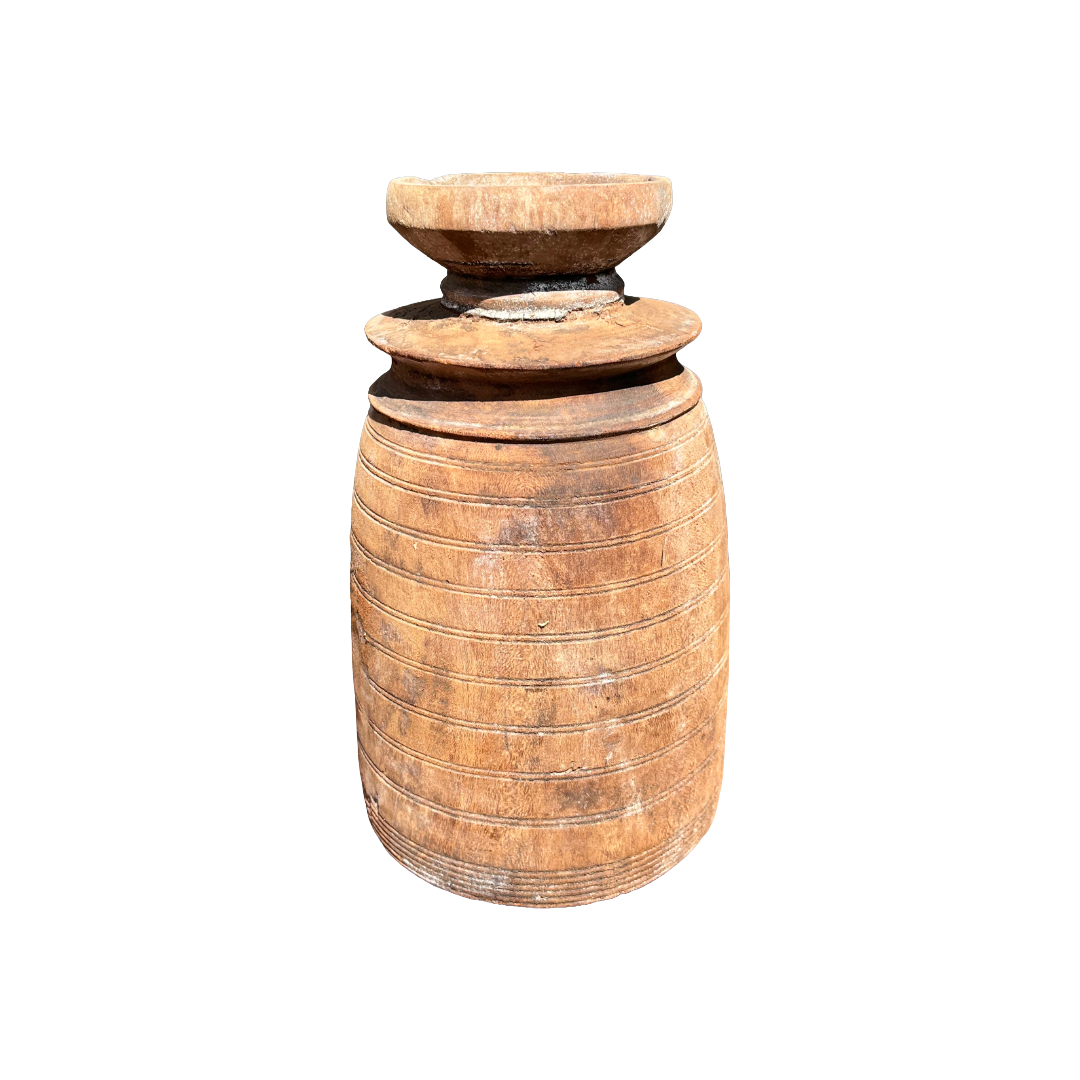 Houten pot Hoog uniek item