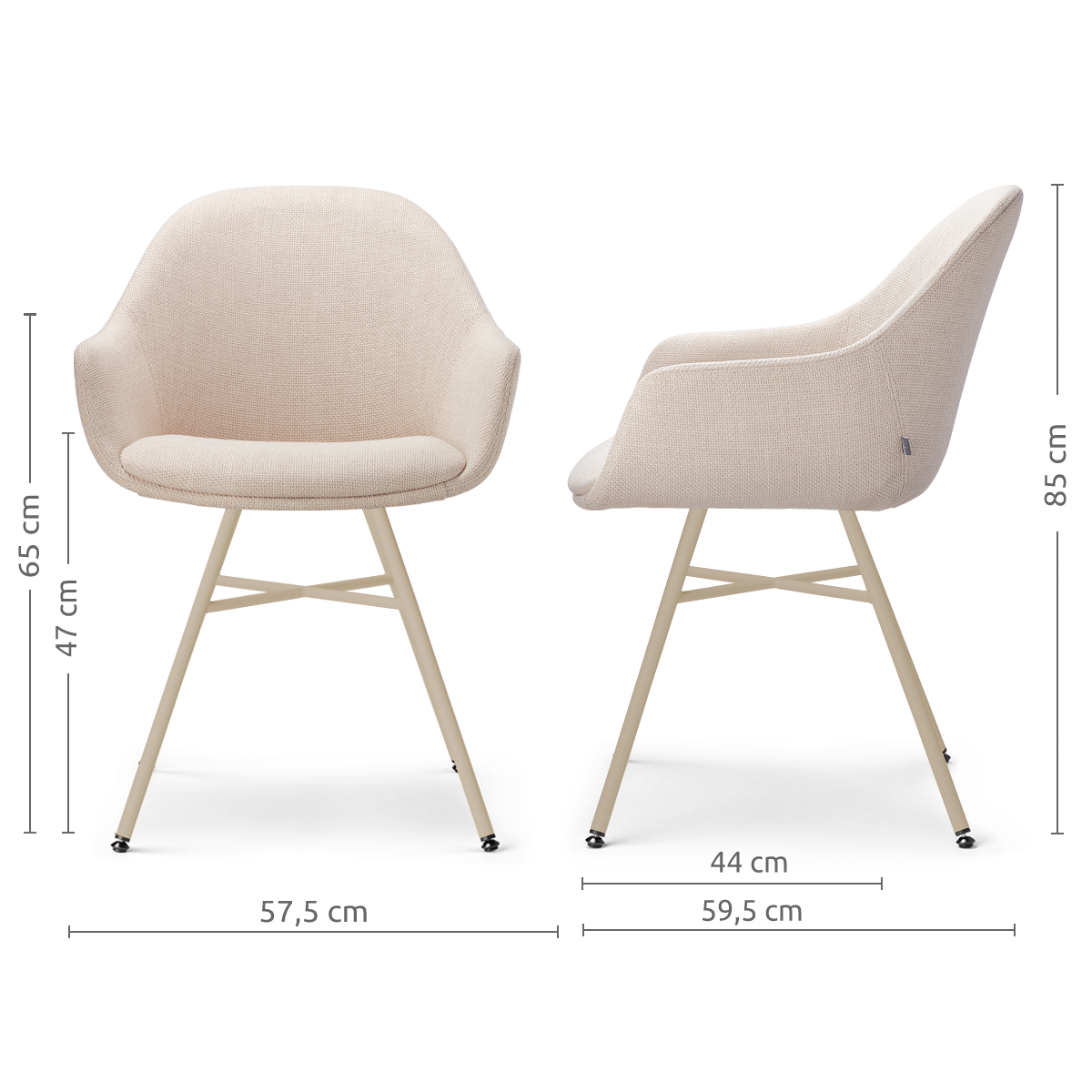Eetkamerstoel Noa-Mae beige onderstel