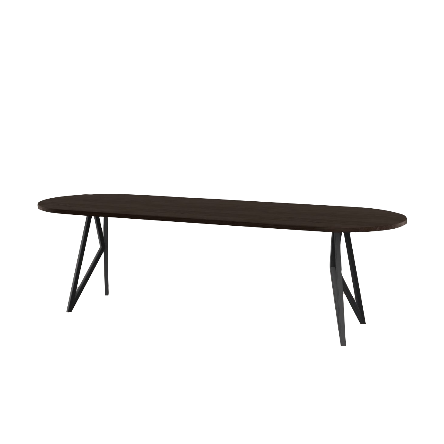 Studio HENK tafel Butterfly Plat ovaal - zwart frame, gerookte beits