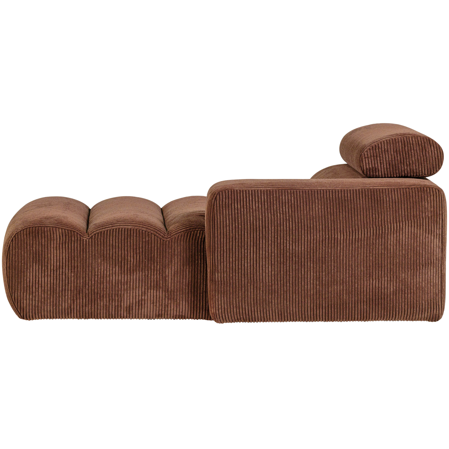 Novi chaise longue element arm rechts boucle karamelbruin