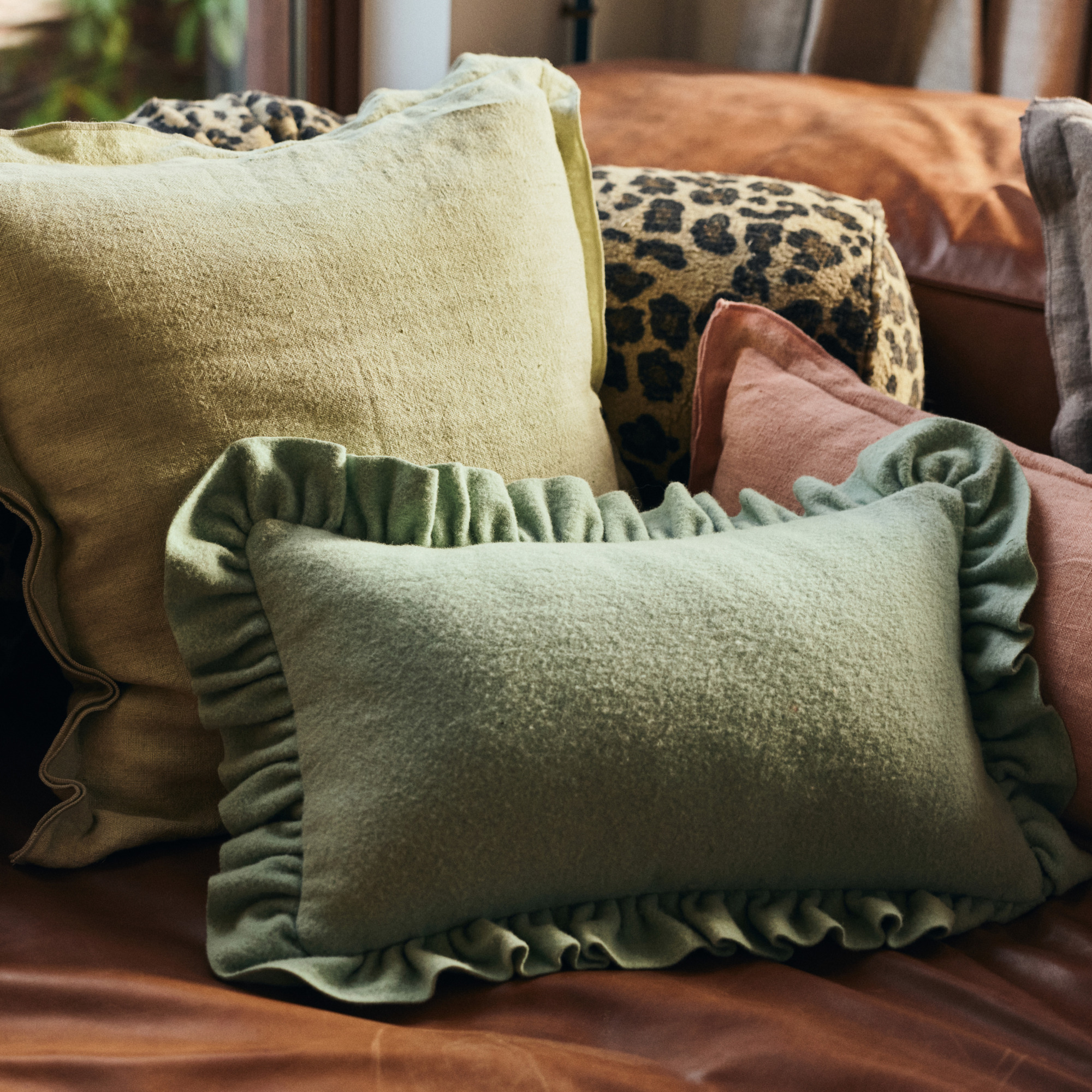 HKliving Sierkussen felt mint