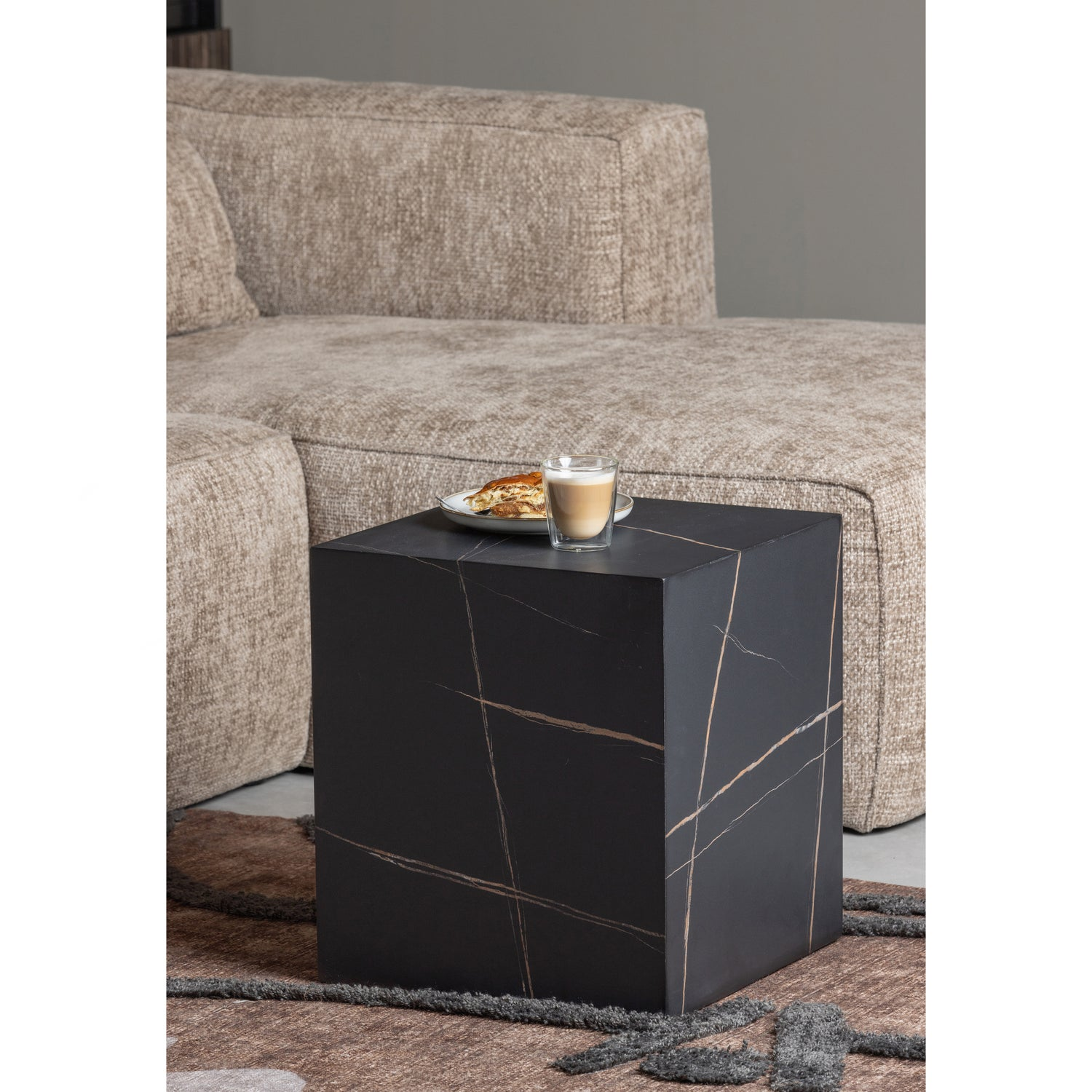 Bean hoekbank rechts chenille velvet taupe