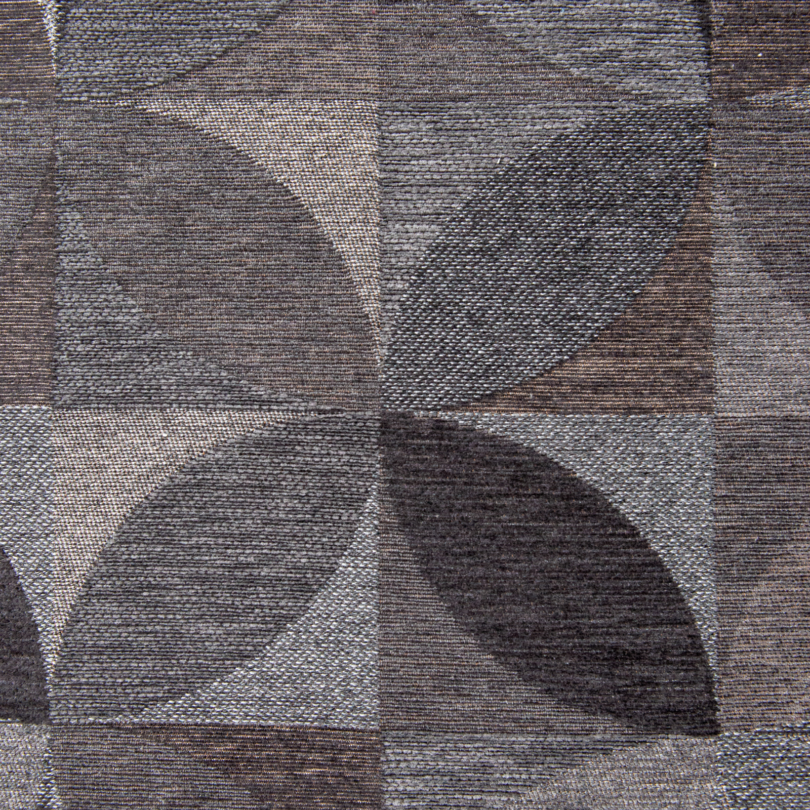 Grijs en zwart Rondo grafisch vloerkleed met abstract bladermotief