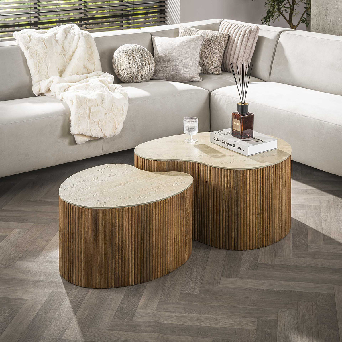 Salontafel Set Limestone Hart