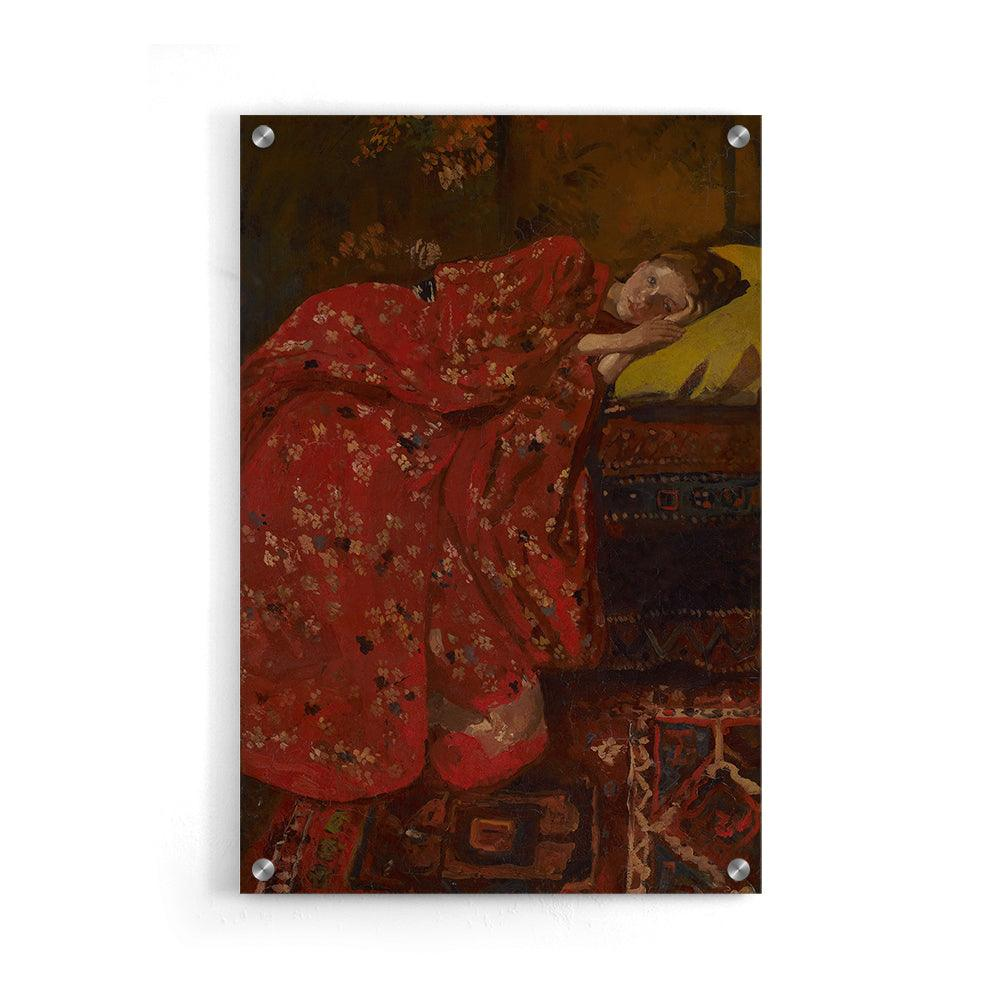 Walljar canvas schilderij - Breitner - Meisje In Rode Kimono