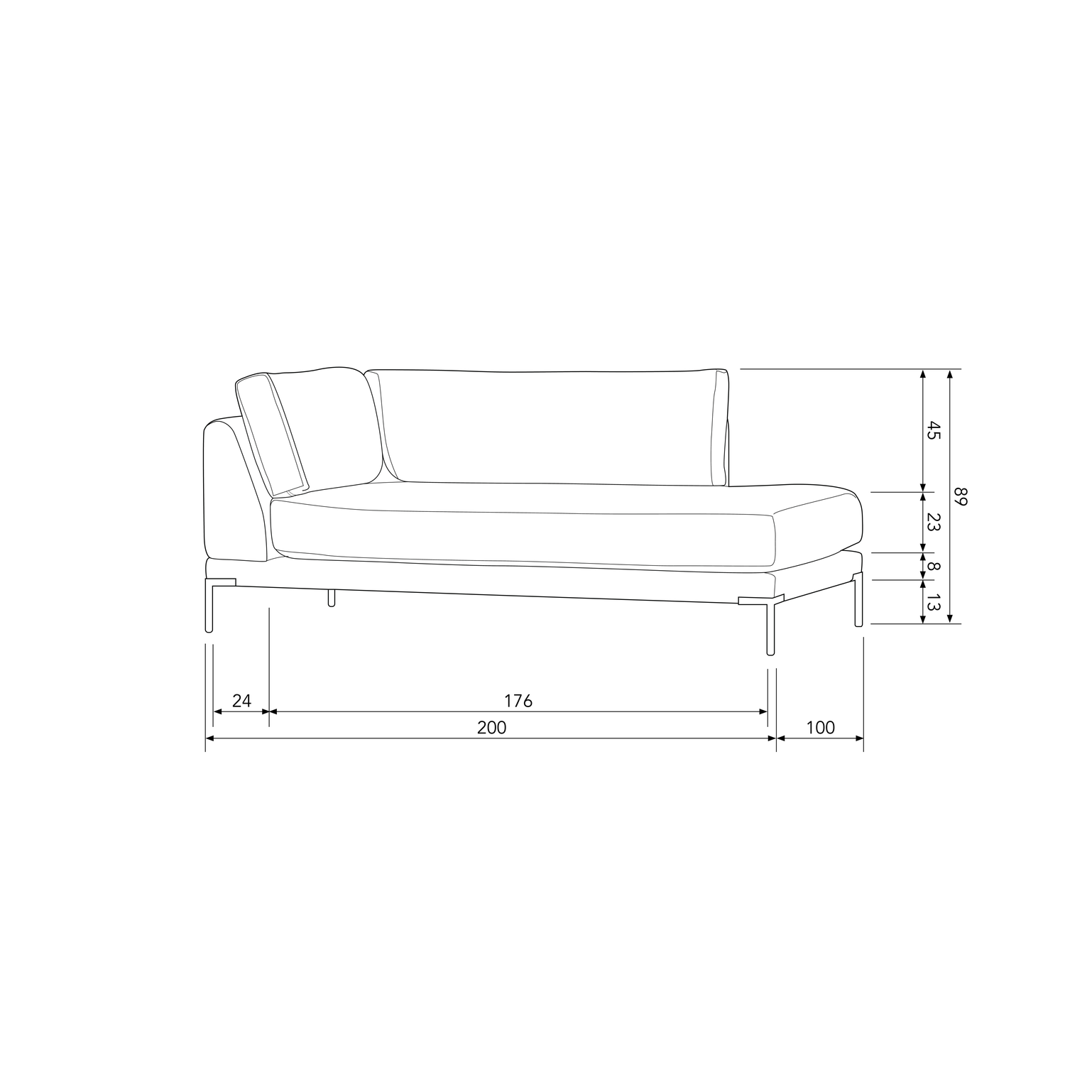 Couple lounge element rechts roest melange