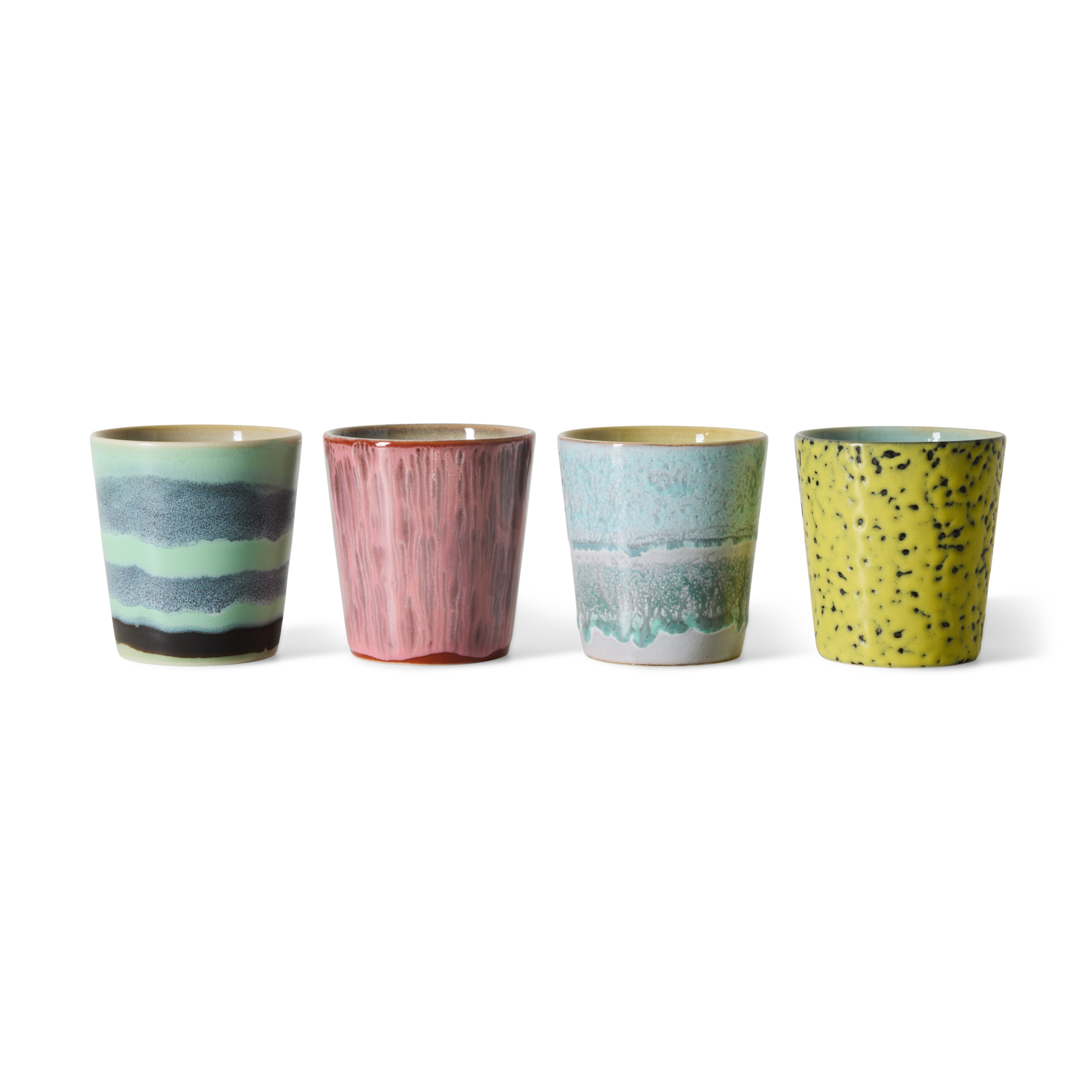HKliving Servies 70's coffee mok artistic - set van 4